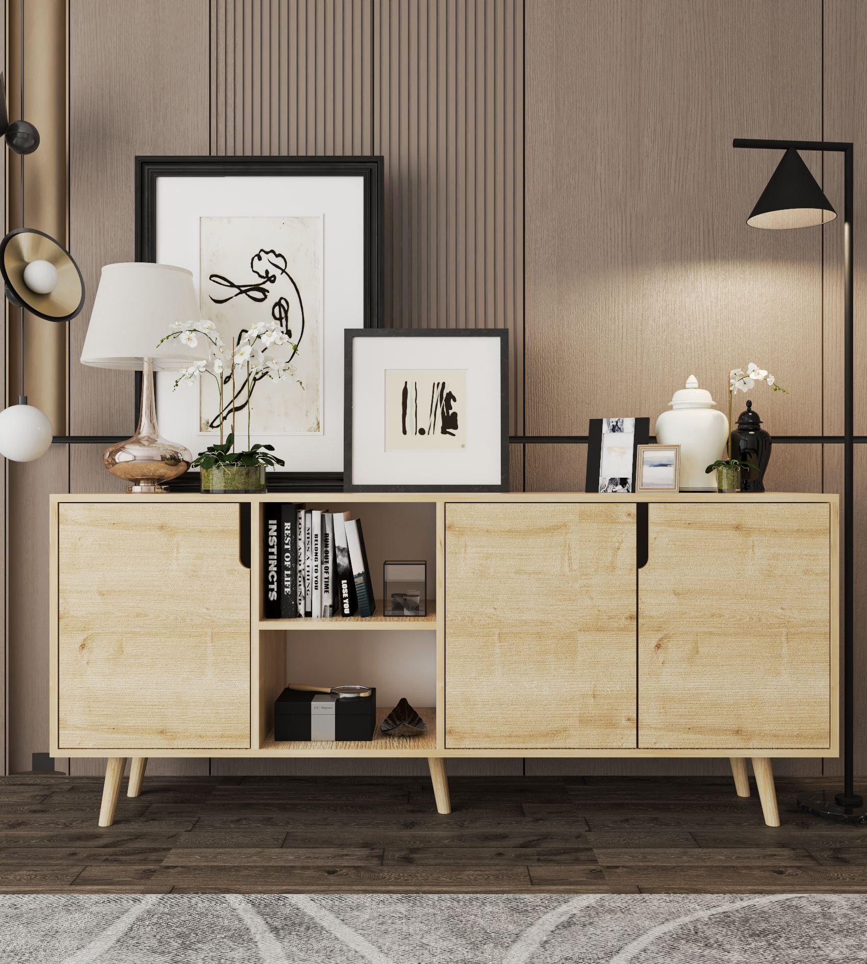Consolă Latina Modern 180, 180 x 80 x 45 cm, PAL melaminat, spațiu de depozitare, fixare pe perete, capacitate 30 kg — imaginea 6