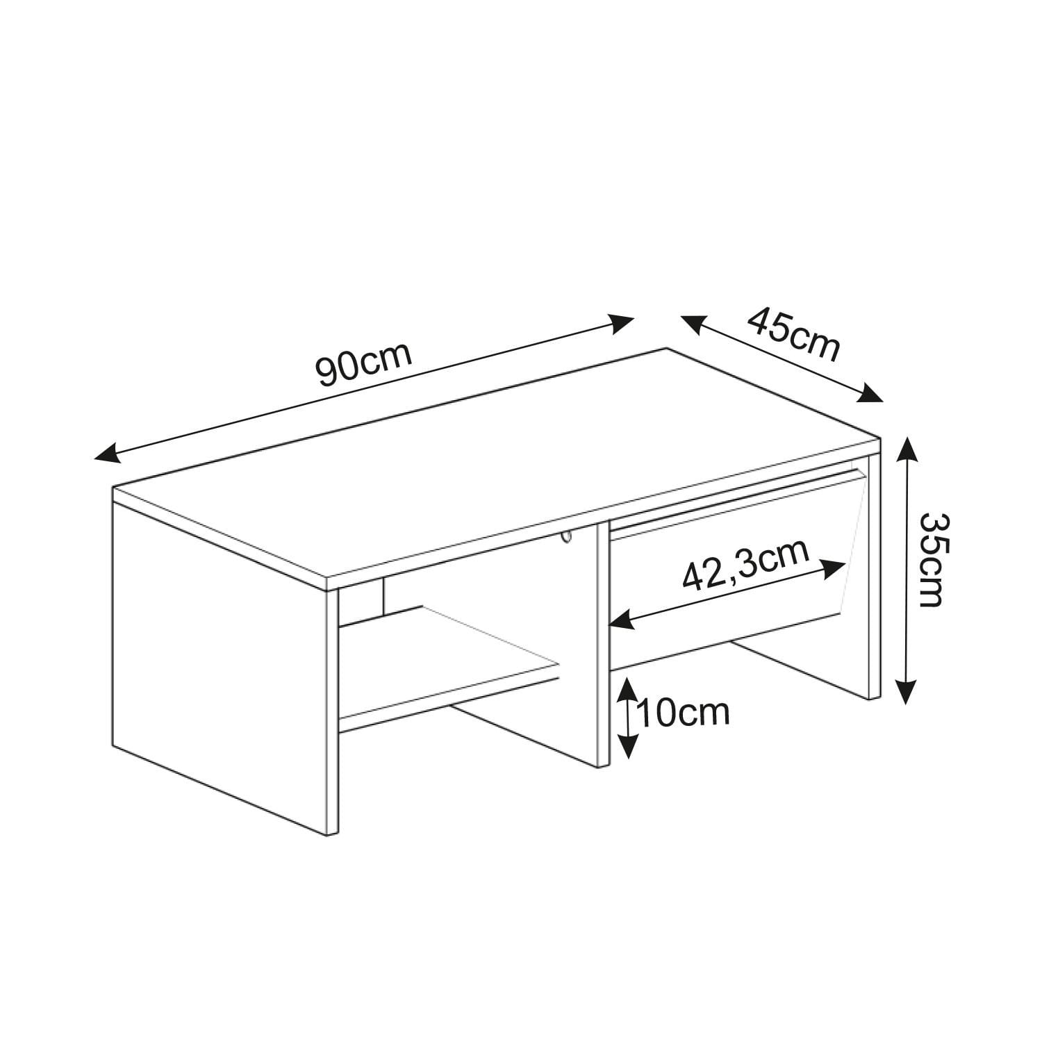 Masă de cafea Laris, 90 x 35 x 45 cm, PAL melaminat, design compact — imaginea 3