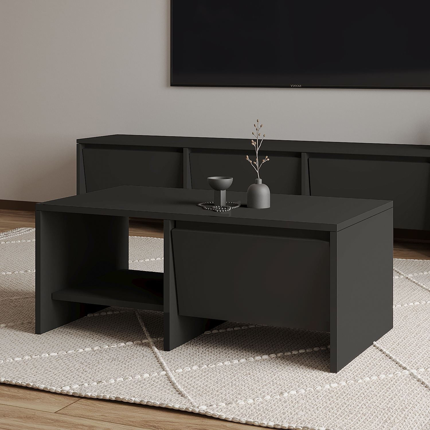 Masă de cafea Laris, 90 x 35 x 45 cm, PAL melaminat, design compact — imaginea 4