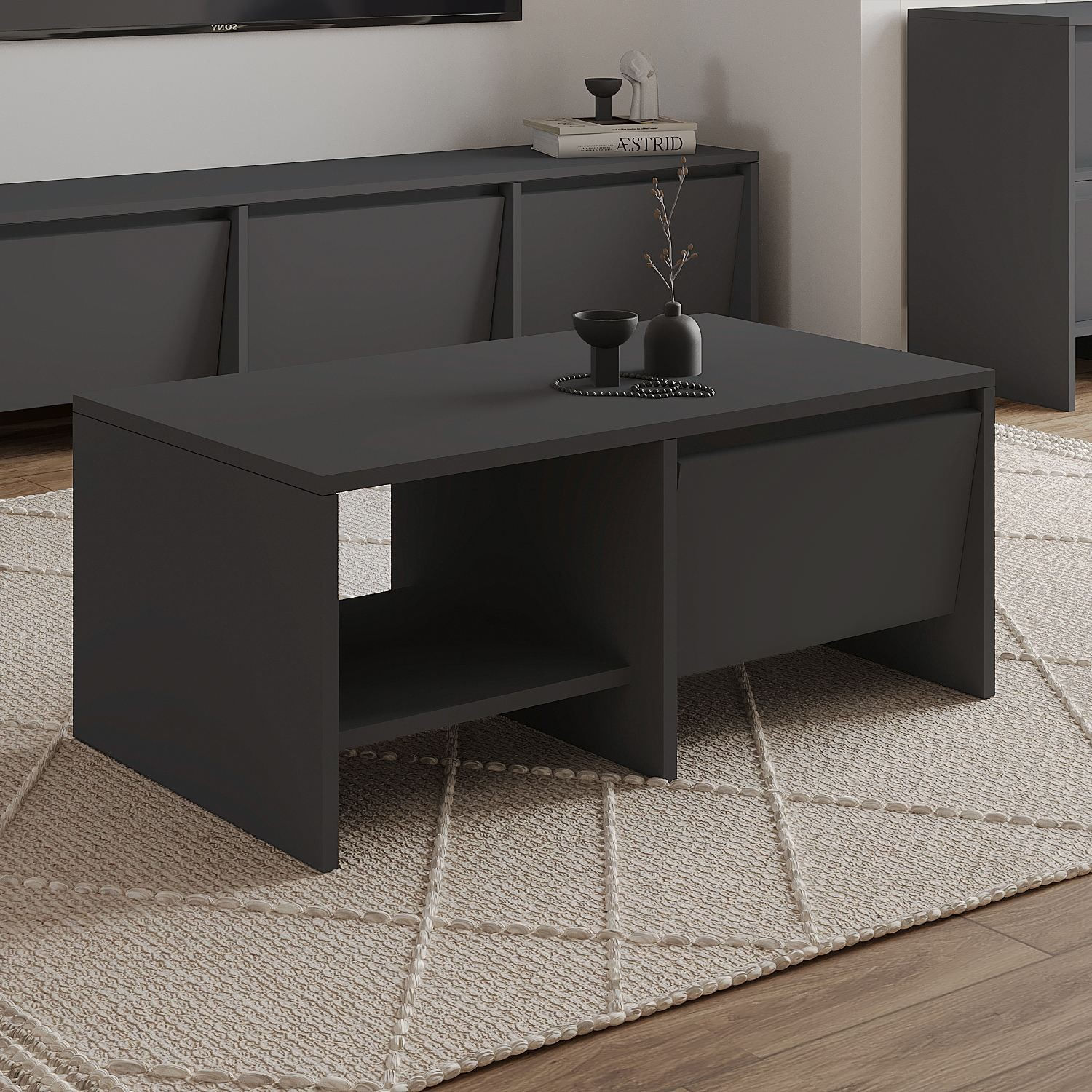 Masă de cafea Laris, 90 x 35 x 45 cm, PAL melaminat, design compact — imaginea 5