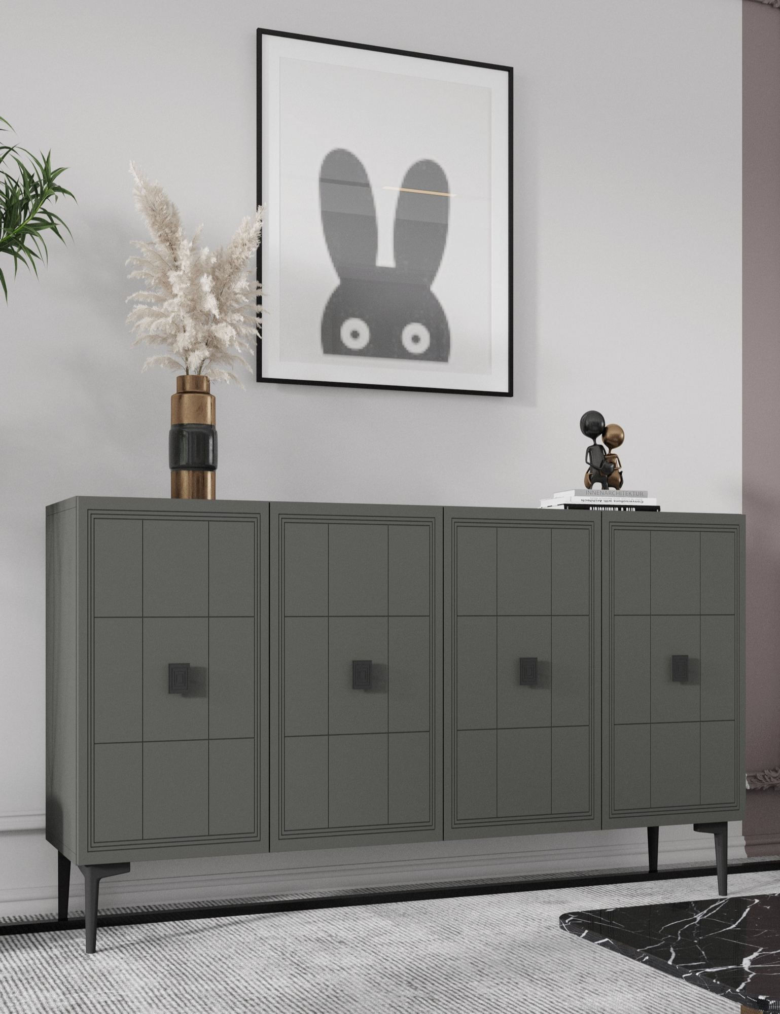 Consola Yuka 120, 120 x 75 x 32 cm, PAL melaminat, spatiu de depozitare, fixare pe perete — imaginea 5