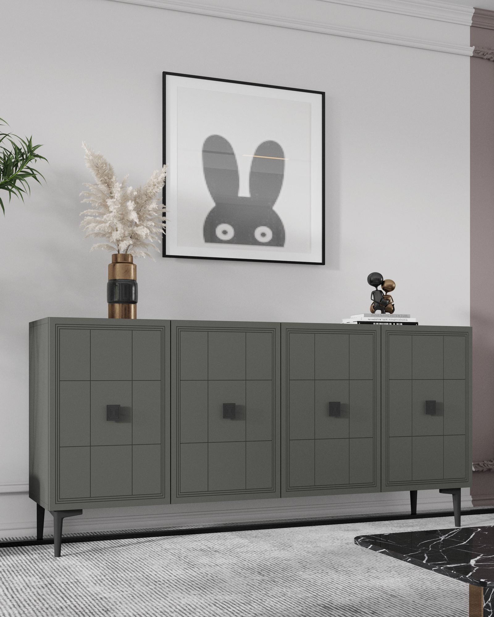 Consola Yuka 120, 120 x 75 x 32 cm, PAL melaminat, spatiu de depozitare, fixare pe perete — imaginea 8