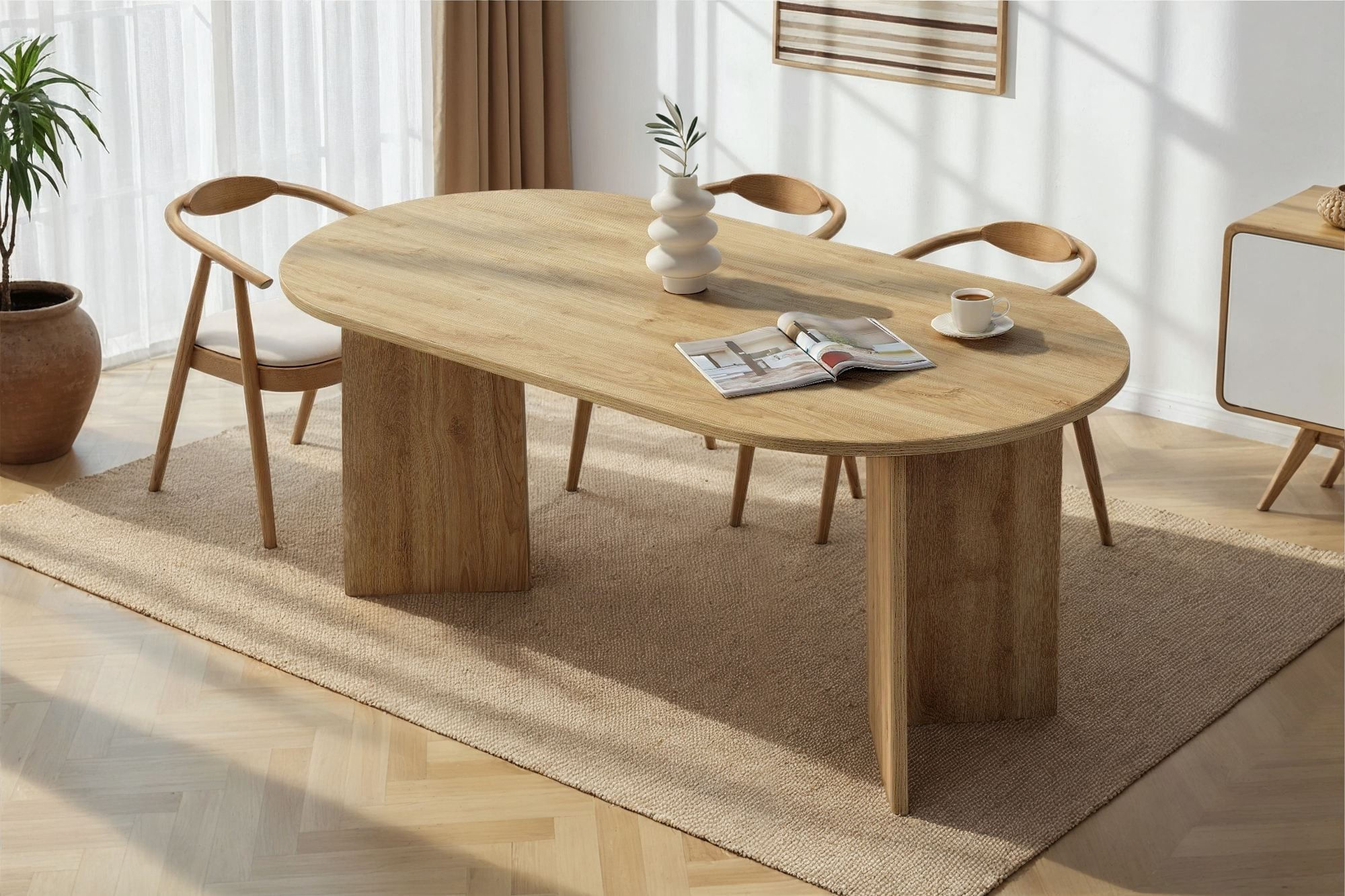 Masă dining Sablin, 180 x 75 x 90 cm, PAL melaminat, capacitate 70 kg — imaginea 9