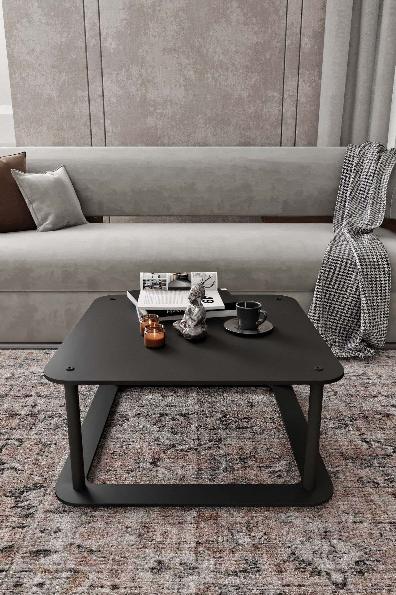 Masă de cafea Hole pătrată, 70 x 38 x 70 cm, MDF, design compact — imaginea 2