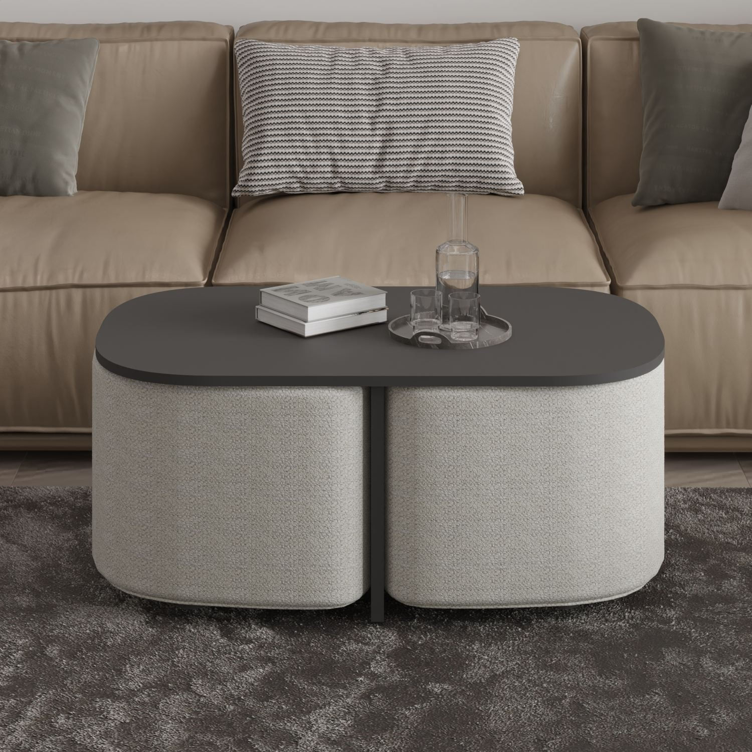 Masă de cafea Twin, 90 x 42, 9 x 45 cm, PAL melaminat, design compact — imaginea 3