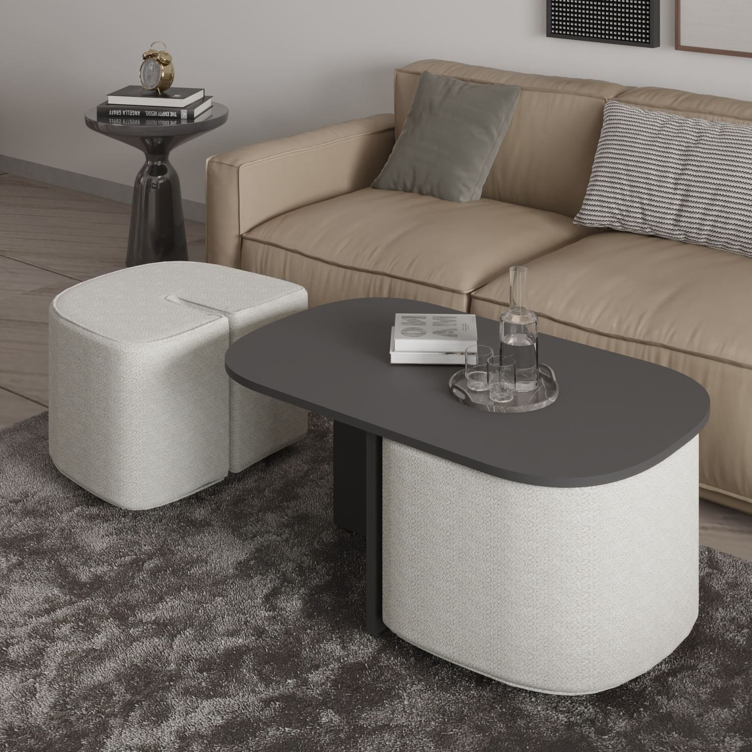 Masă de cafea Twin, 90 x 42, 9 x 45 cm, PAL melaminat, design compact — imaginea 4