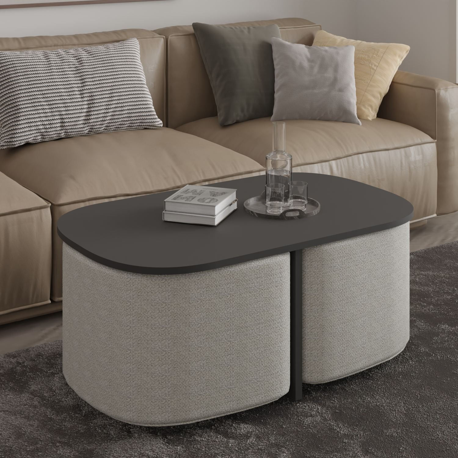Masă de cafea Twin, 90 x 42, 9 x 45 cm, PAL melaminat, design compact — imaginea 5