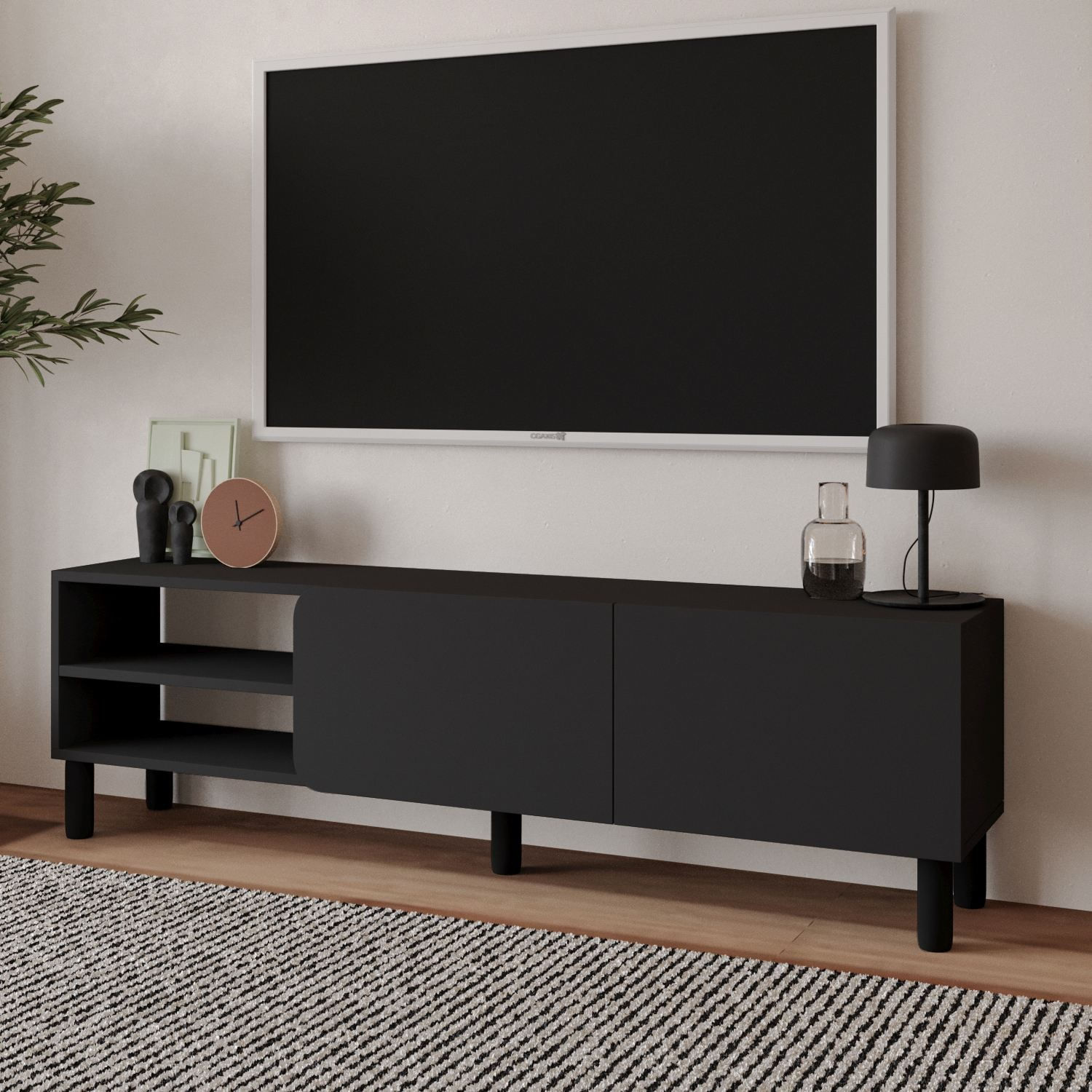 Comodă TV River, 150 x 48, 2 x 31, 4 cm, PAL melaminat, fixare pe perete — imaginea 4