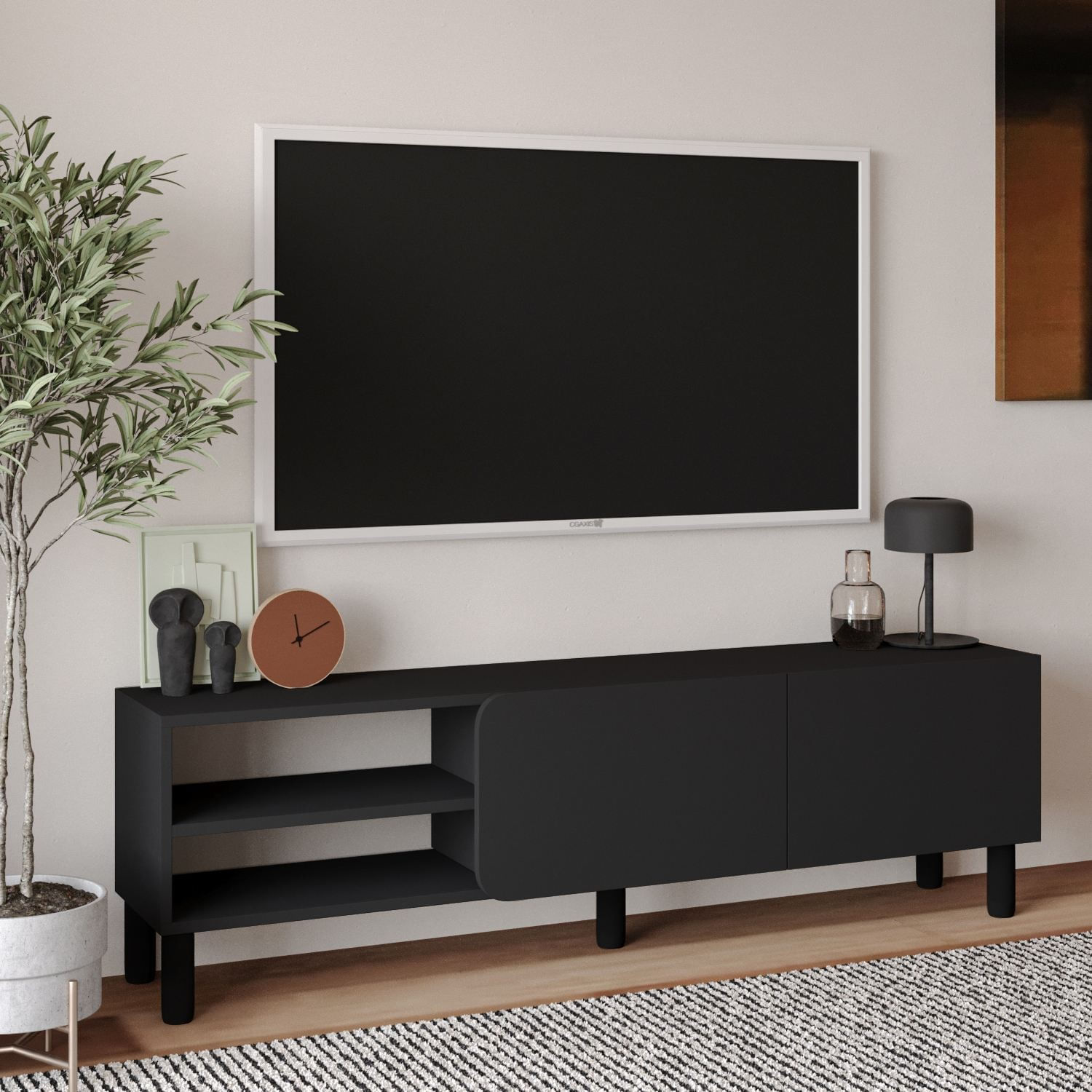 Comodă TV River, 150 x 48, 2 x 31, 4 cm, PAL melaminat, fixare pe perete — imaginea 5