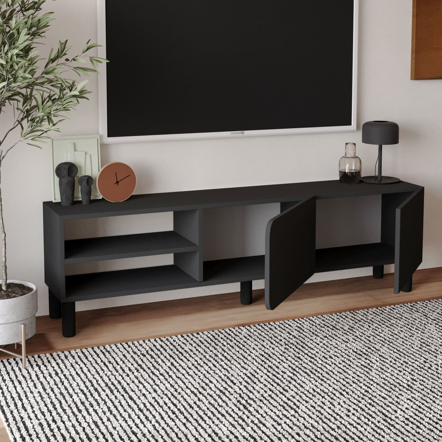 Comodă TV River, 150 x 48, 2 x 31, 4 cm, PAL melaminat, fixare pe perete — imaginea 6