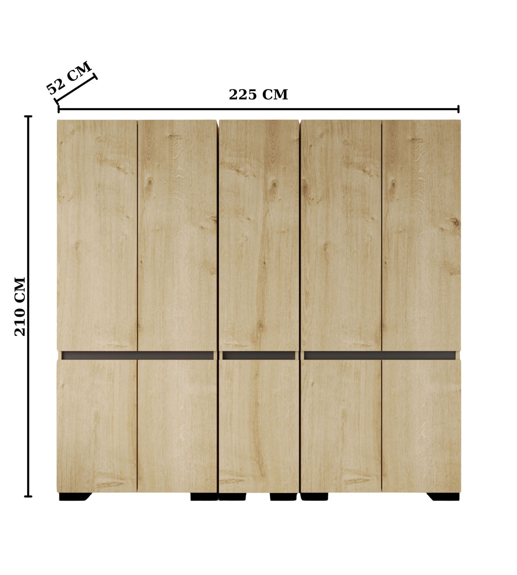 Dulap haine Floransa 225, 225 x 212 x 52 cm, PAL melaminat, spațiu de depozitare, fixare pe perete, capacitate 30 kg — imaginea 3