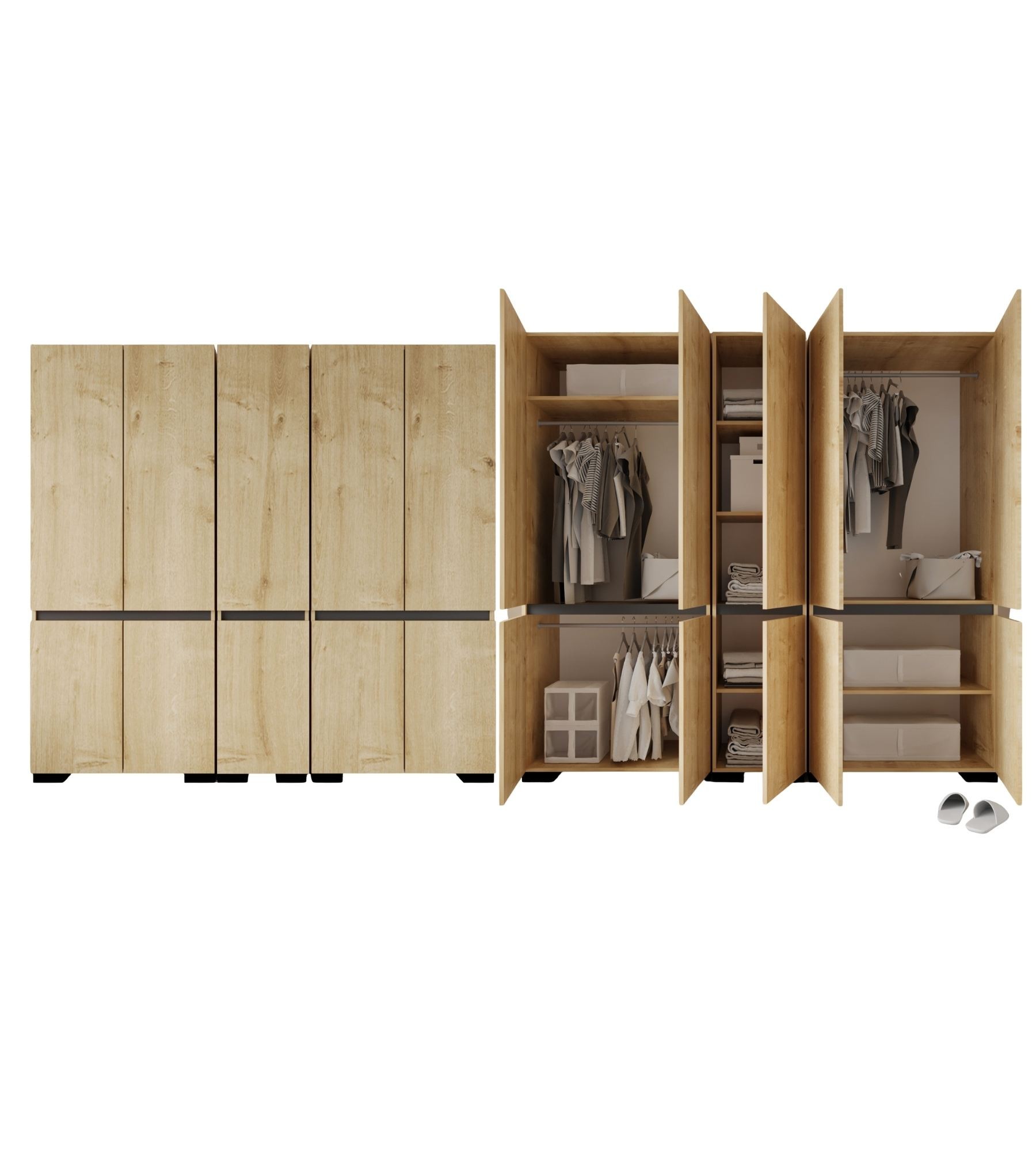 Dulap haine Floransa 225, 225 x 212 x 52 cm, PAL melaminat, spațiu de depozitare, fixare pe perete, capacitate 30 kg — imaginea 6
