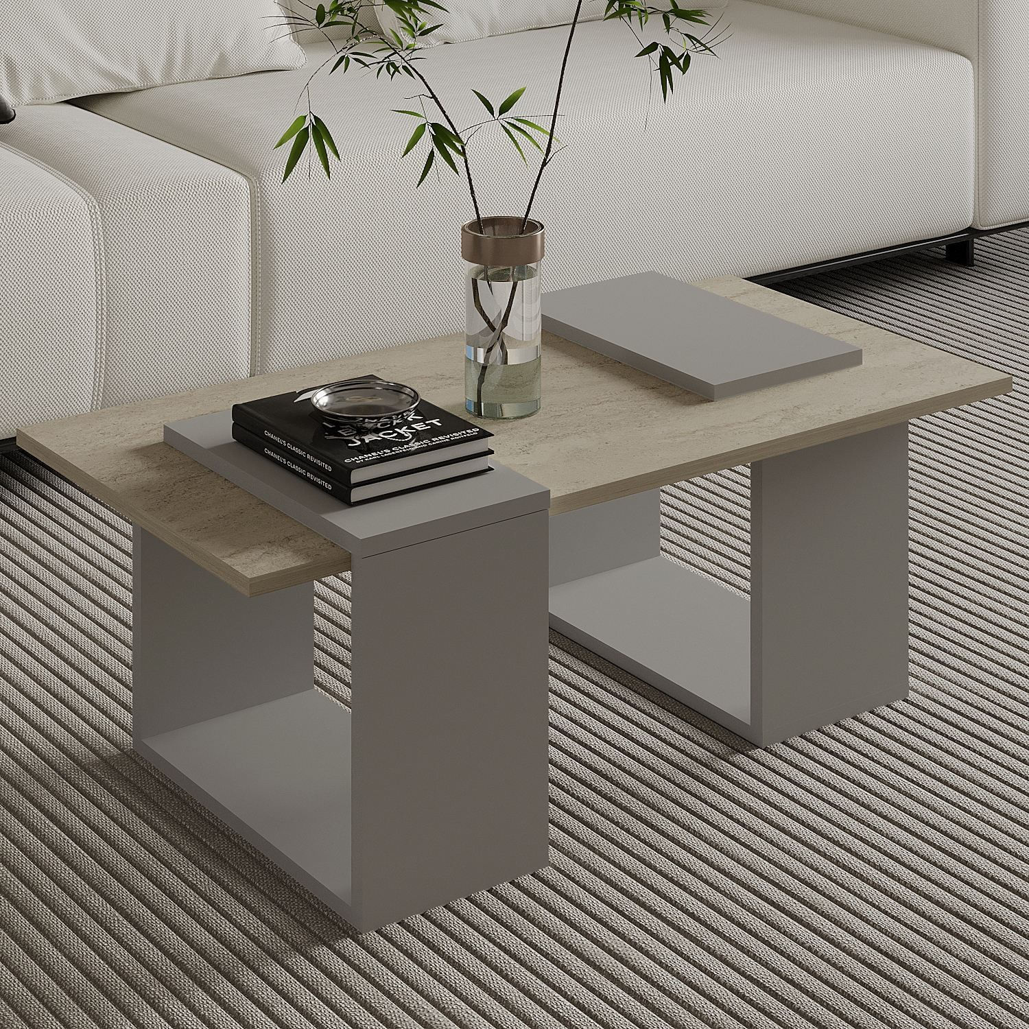 Masă de cafea Matris, 90 x 37 x 46, 6 cm, PAL melaminat, design compact — imaginea 5