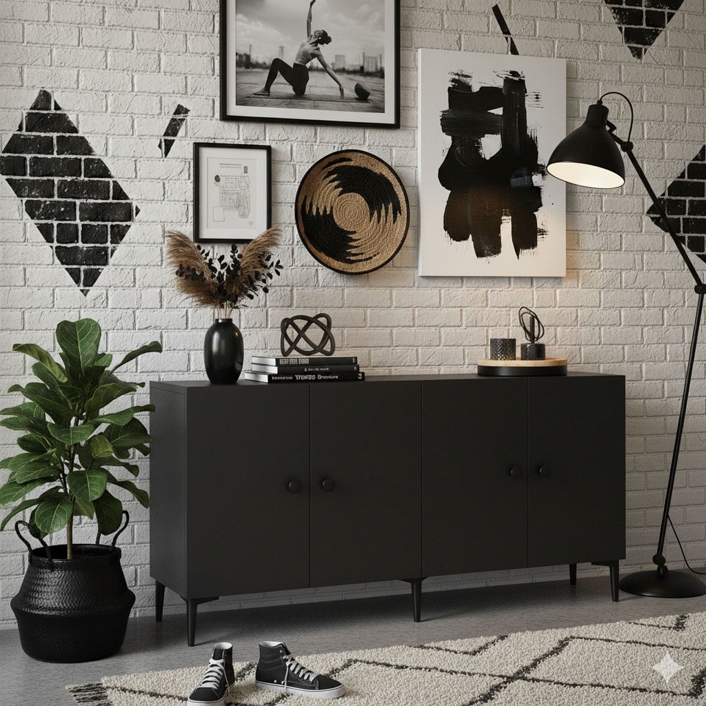 Consola Pella 150, 150 x 75 x 32 cm, PAL melaminat, spatiu de depozitare, fixare pe perete — imaginea 5