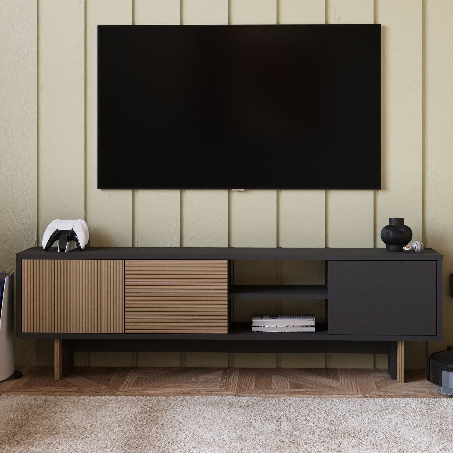 Comodă TV Ravello, 150 x 45 x 30 cm, PAL melaminat, fixare pe perete, warm stejar — imaginea 4