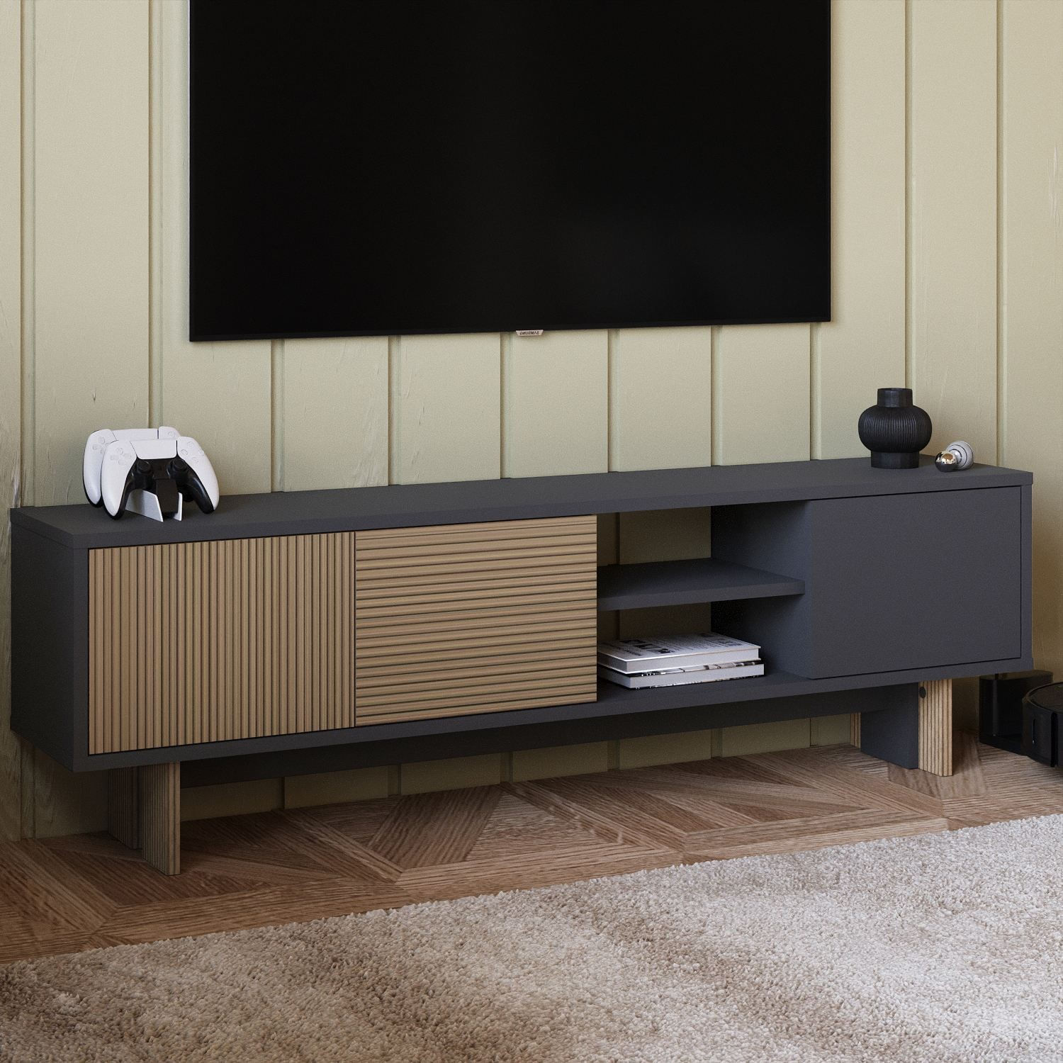 Comodă TV Ravello, 150 x 45 x 30 cm, PAL melaminat, fixare pe perete, warm stejar — imaginea 5