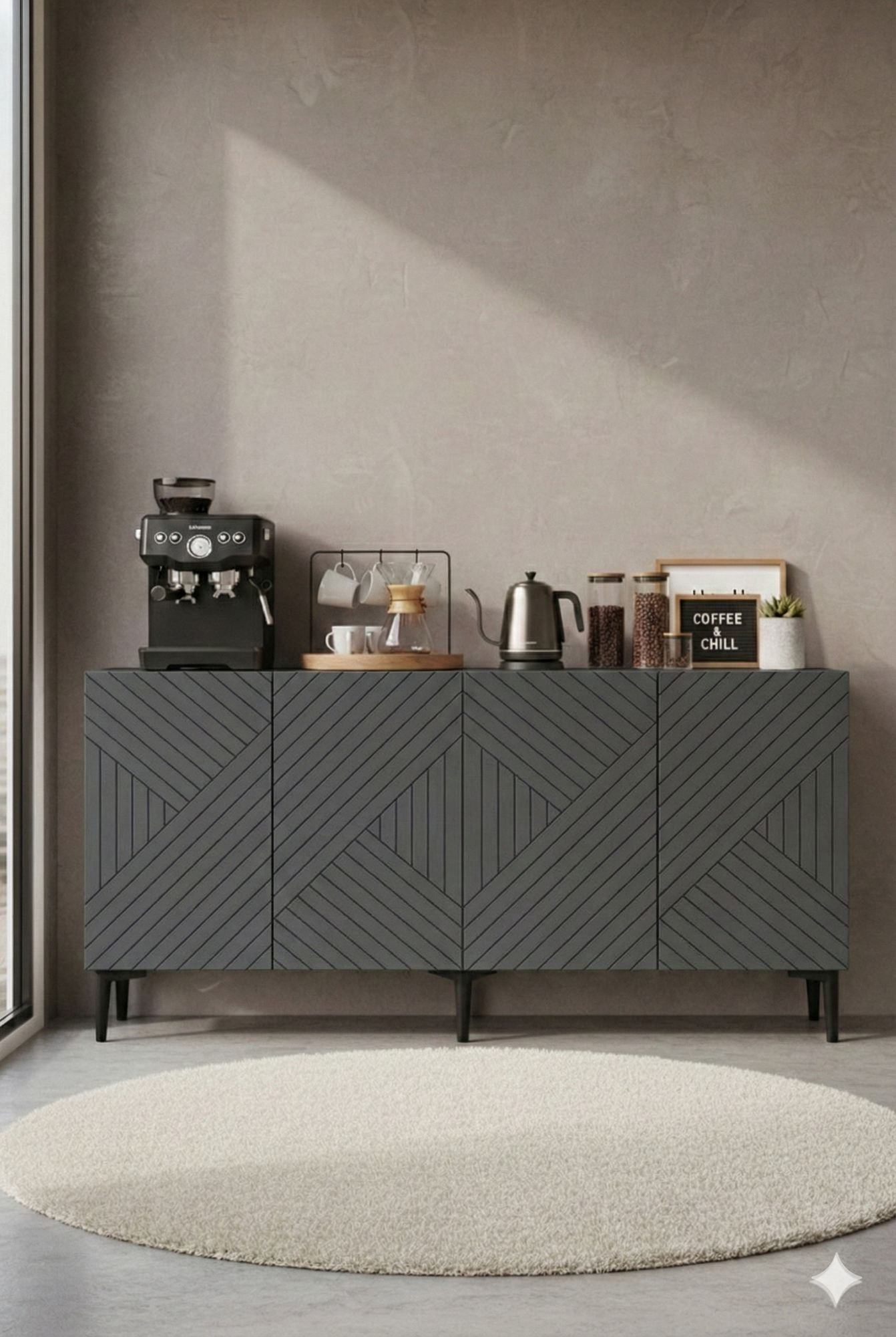 Consola Ferro 150, 150 x 75 x 32 cm, PAL melaminat, spatiu de depozitare, fixare pe perete