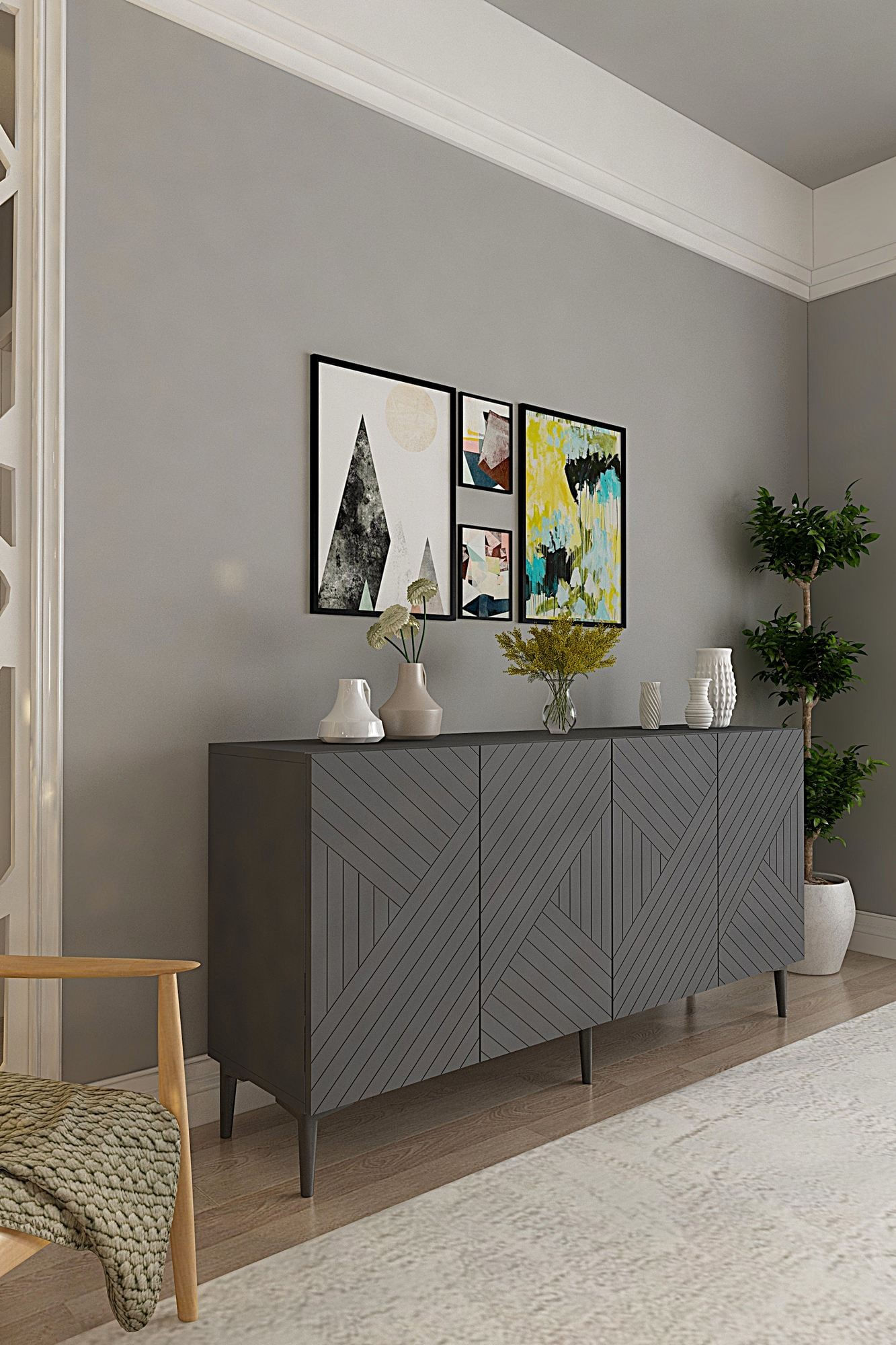 Consola Ferro 150, 150 x 75 x 32 cm, PAL melaminat, spatiu de depozitare, fixare pe perete — imaginea 5