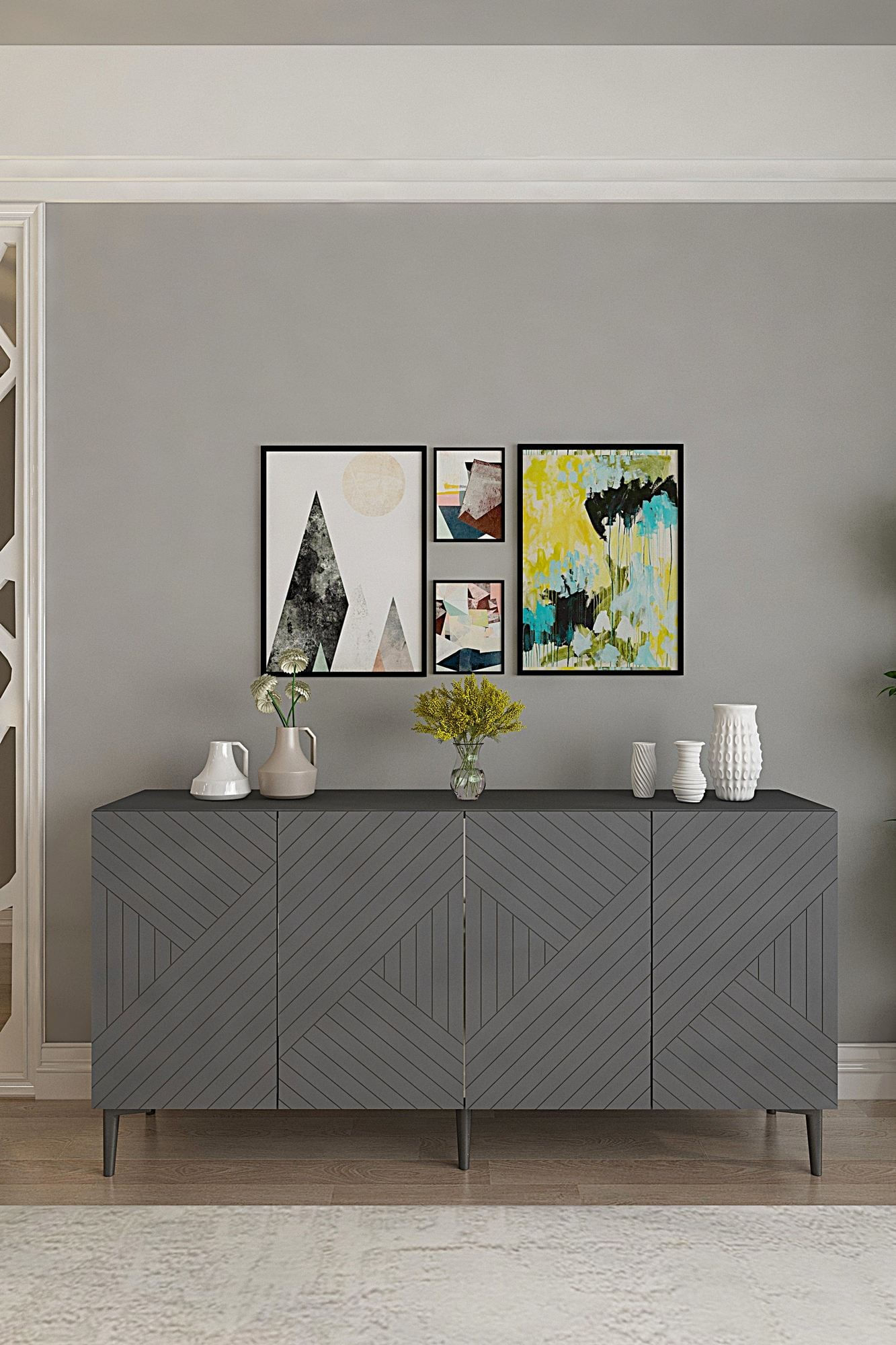 Consola Ferro 150, 150 x 75 x 32 cm, PAL melaminat, spatiu de depozitare, fixare pe perete — imaginea 8