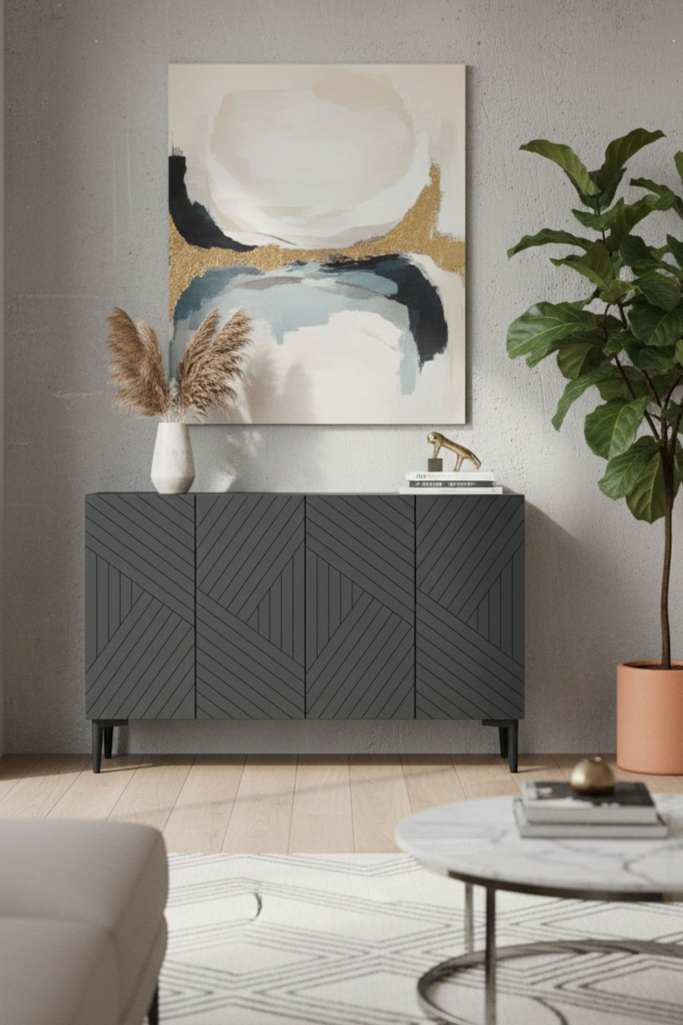 Consola Ferro 120, 120 x 75 x 32 cm, PAL melaminat, spatiu de depozitare, fixare pe perete — imaginea 2