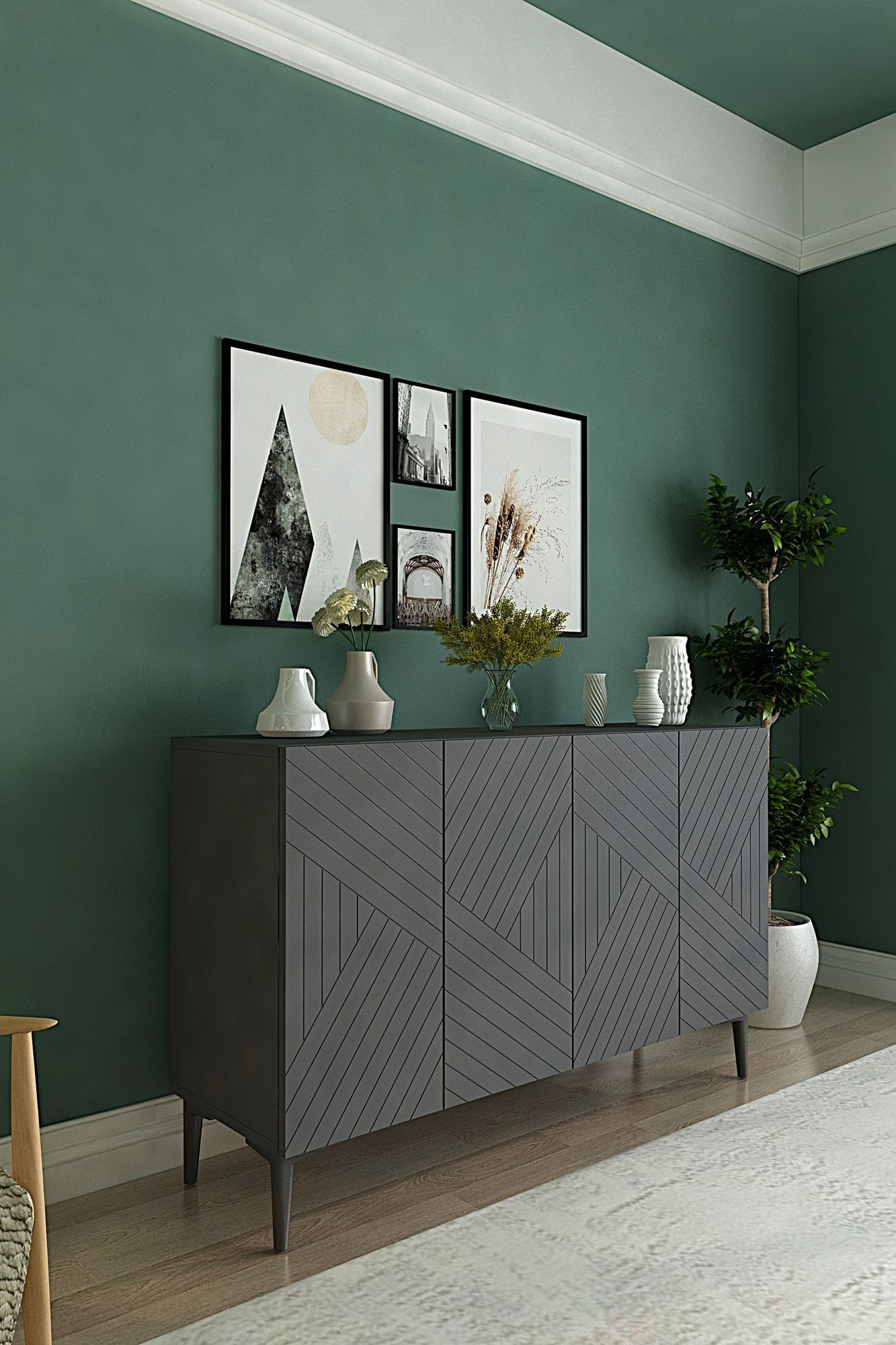 Consola Ferro 120, 120 x 75 x 32 cm, PAL melaminat, spatiu de depozitare, fixare pe perete — imaginea 7