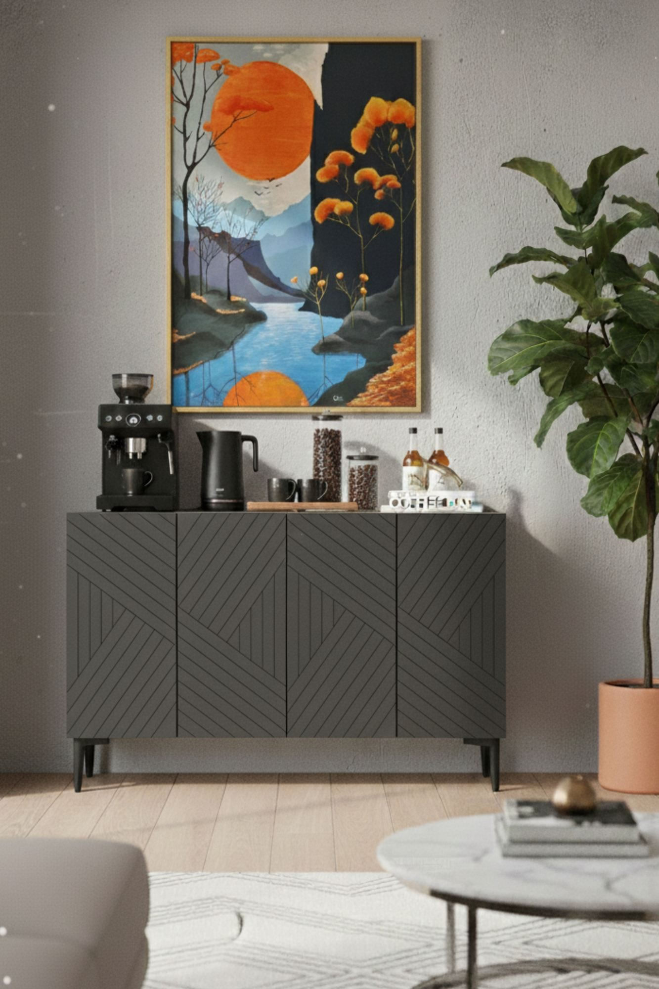 Consola Ferro 120, 120 x 75 x 32 cm, PAL melaminat, spatiu de depozitare, fixare pe perete — imaginea 8