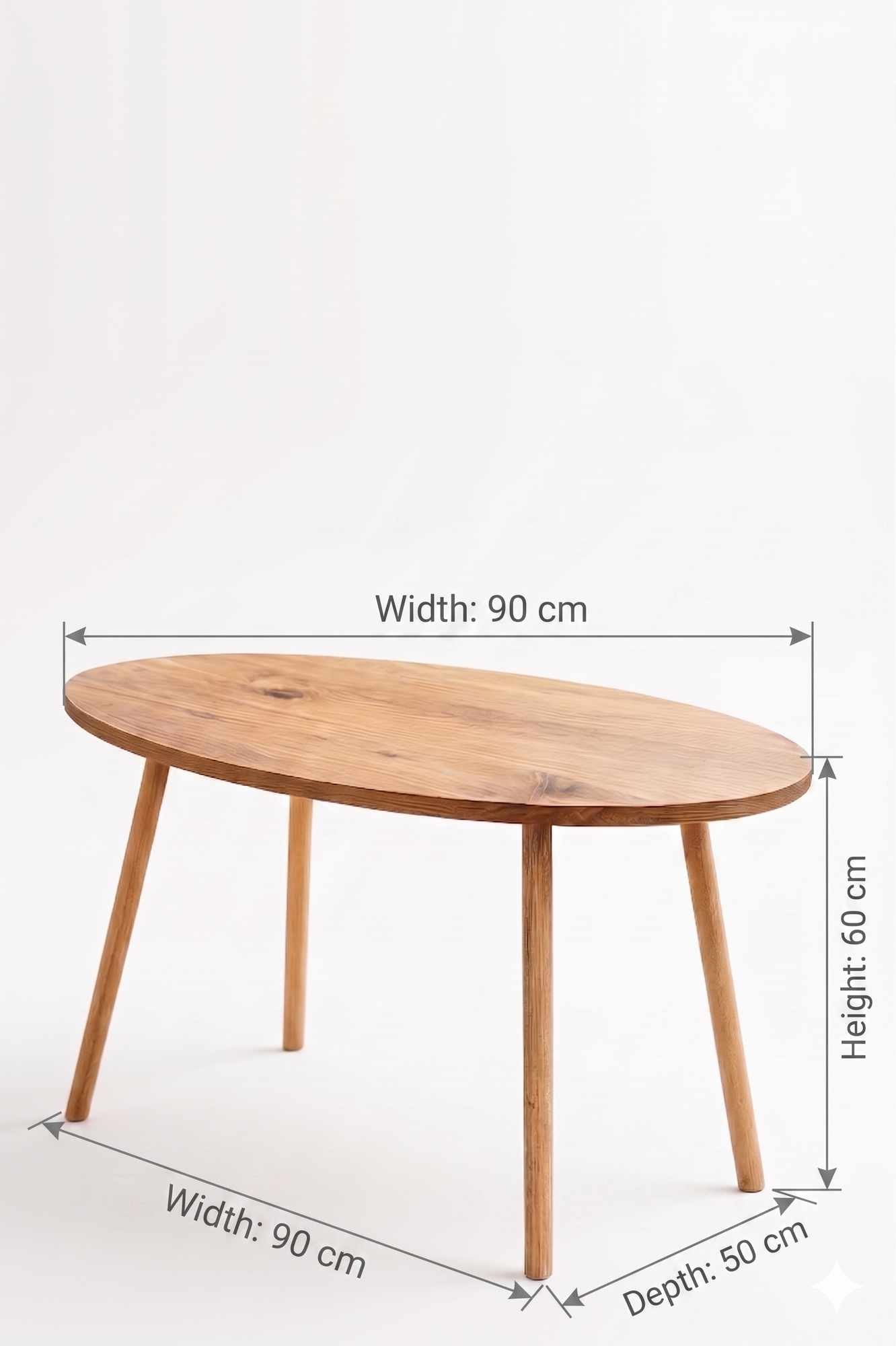 Masă de cafea Peka-126, 90 x 60 x 50 cm, PAL melaminat, design compact — imaginea 3