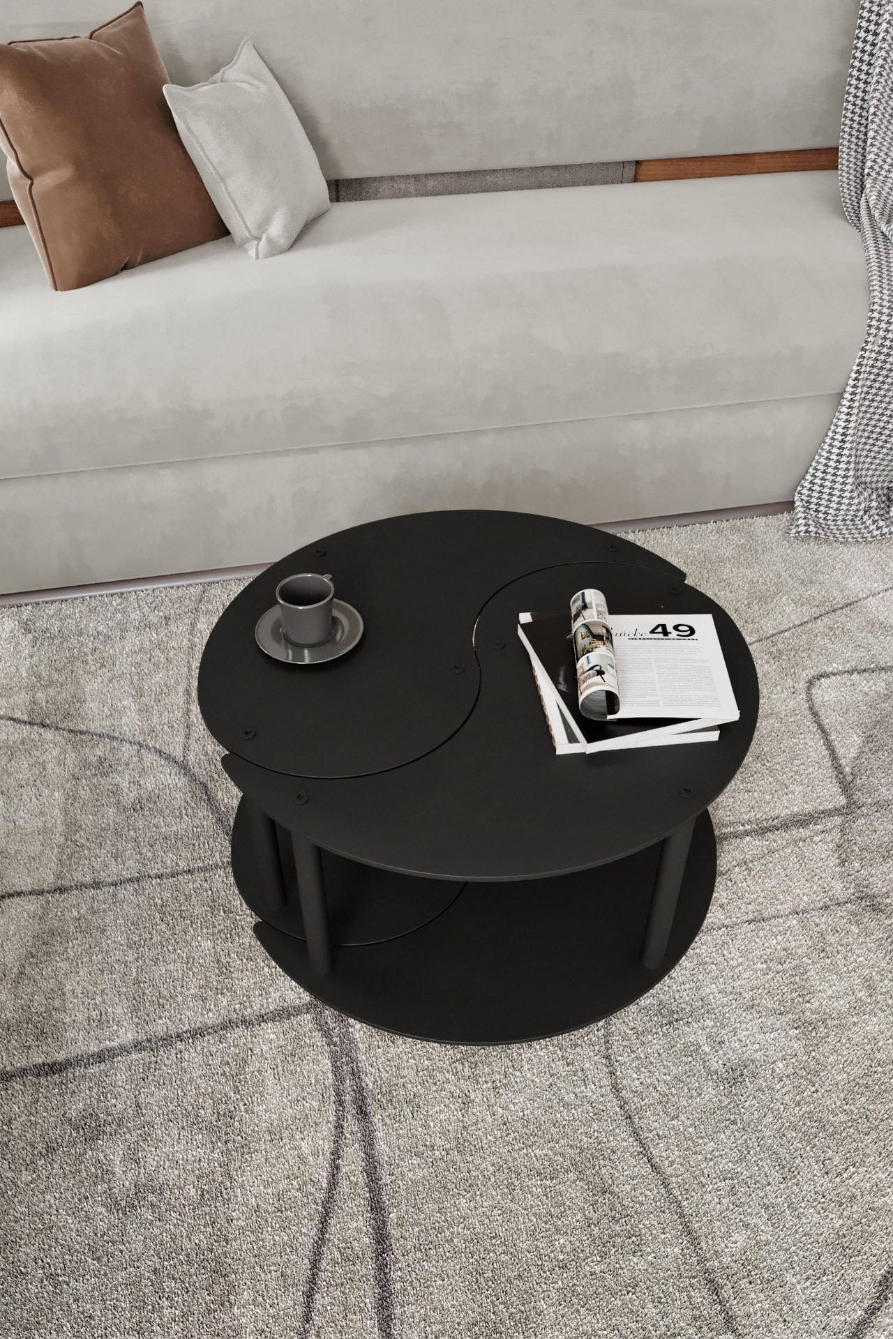 Masa de cafea Yin Yang 2, MDF, design compact — imaginea 2