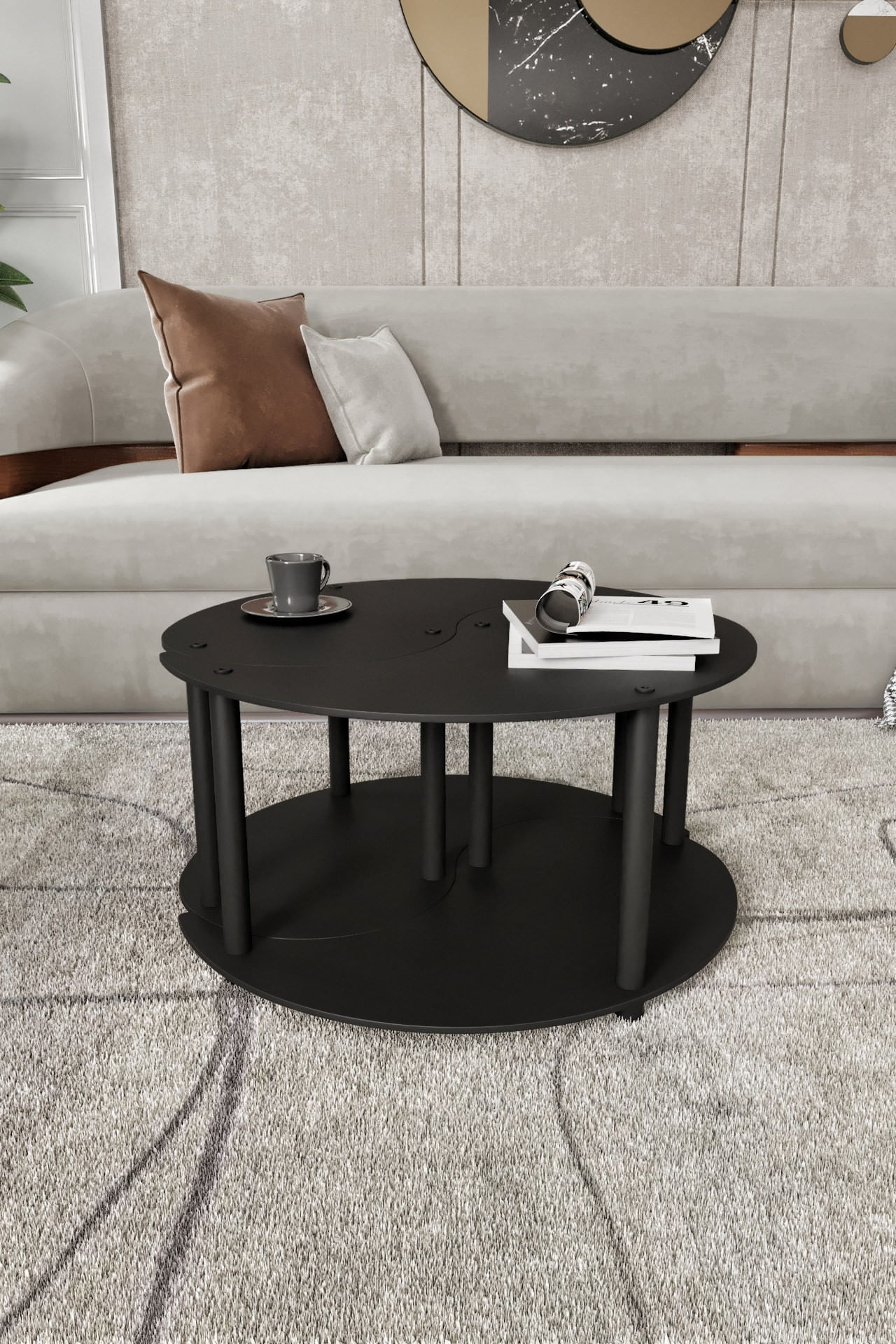 Masa de cafea Yin Yang 2, MDF, design compact — imaginea 3