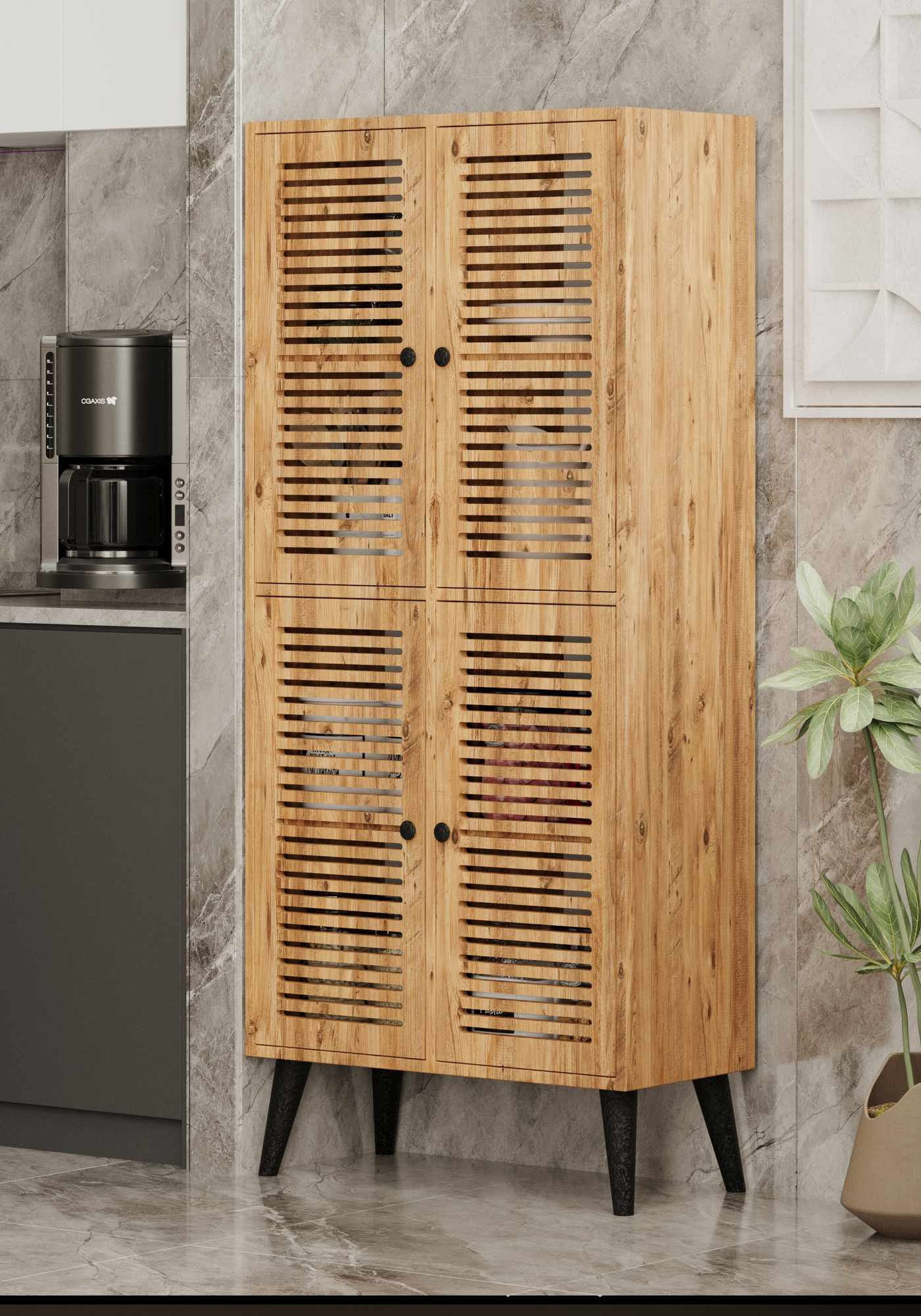 Dulap Deneb, 70 x 160 x 33 cm, MDF, fixare pe perete, capacitate 32 kg — imaginea 4