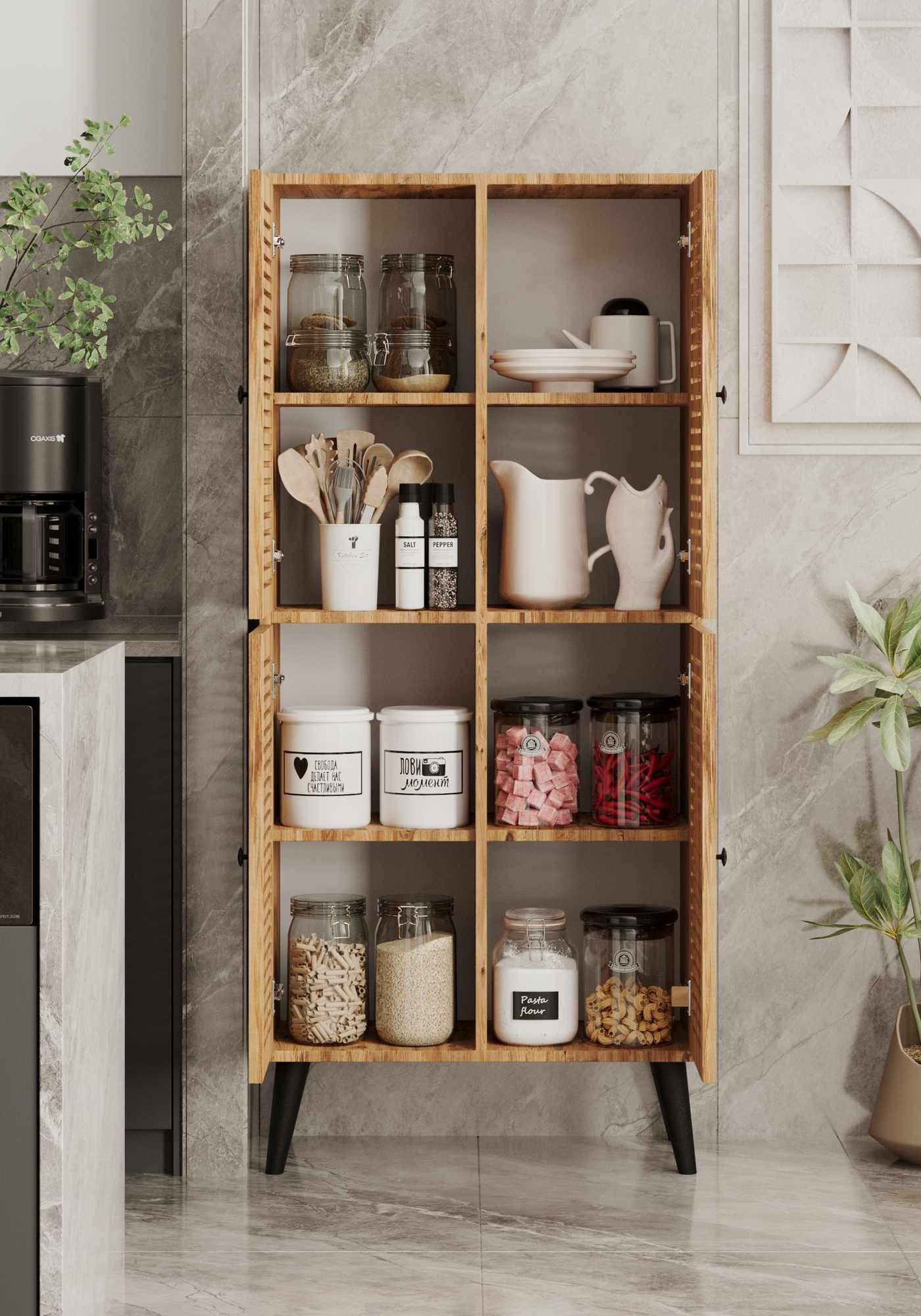 Dulap Deneb, 70 x 160 x 33 cm, MDF, fixare pe perete, capacitate 32 kg — imaginea 5