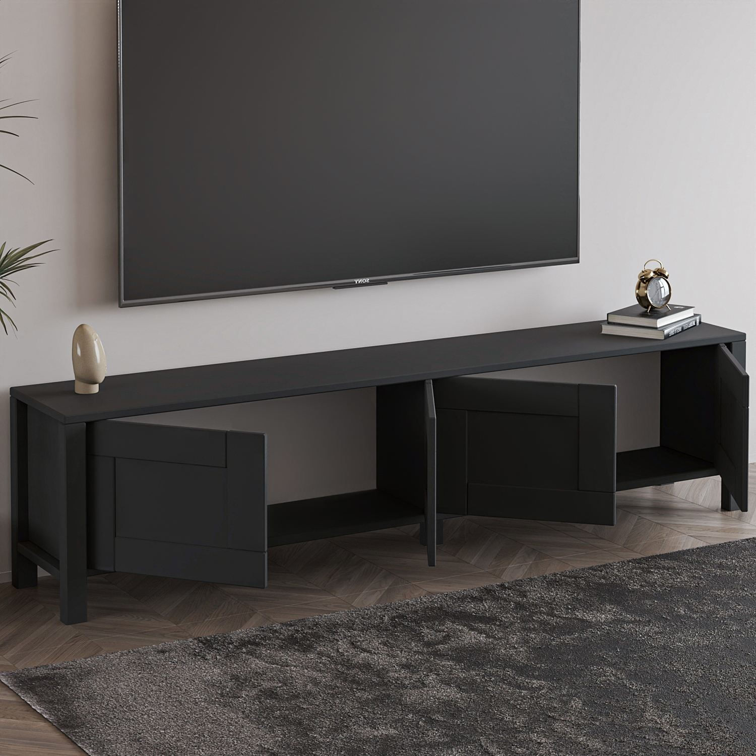 Comoda TV Vachel, 160 x 45 x 35 cm, PAL melaminat, fixare pe perete — imaginea 3