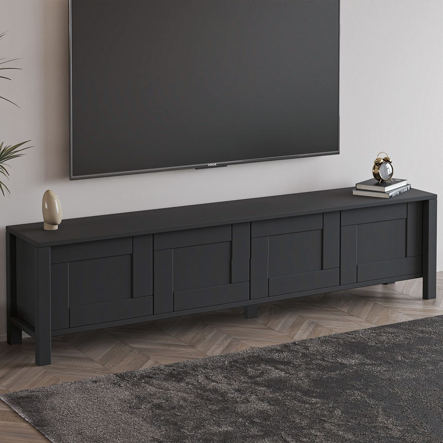 Comoda TV Vachel, 160 x 45 x 35 cm, PAL melaminat, fixare pe perete — imaginea 4