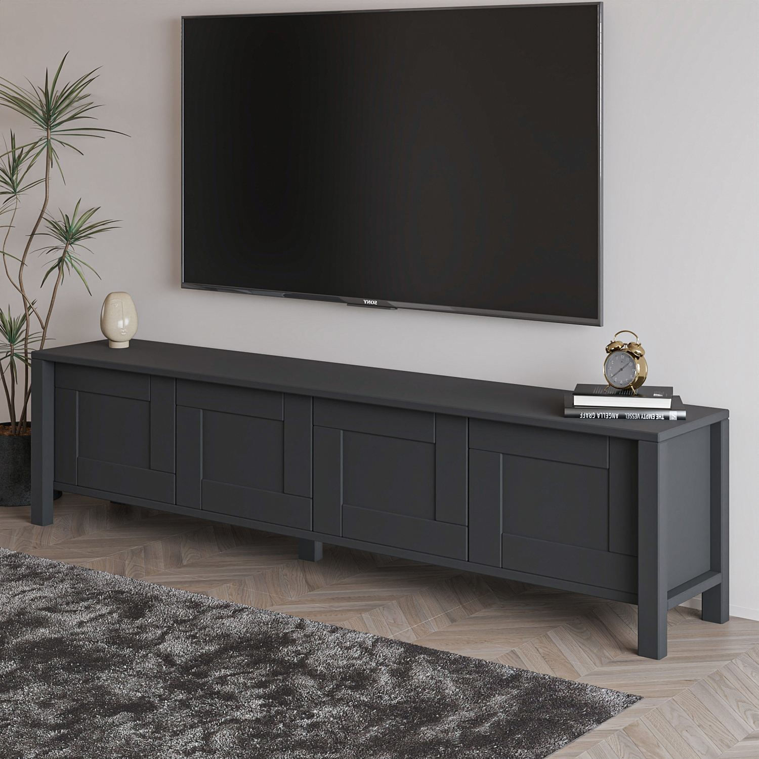 Comoda TV Vachel, 160 x 45 x 35 cm, PAL melaminat, fixare pe perete — imaginea 5