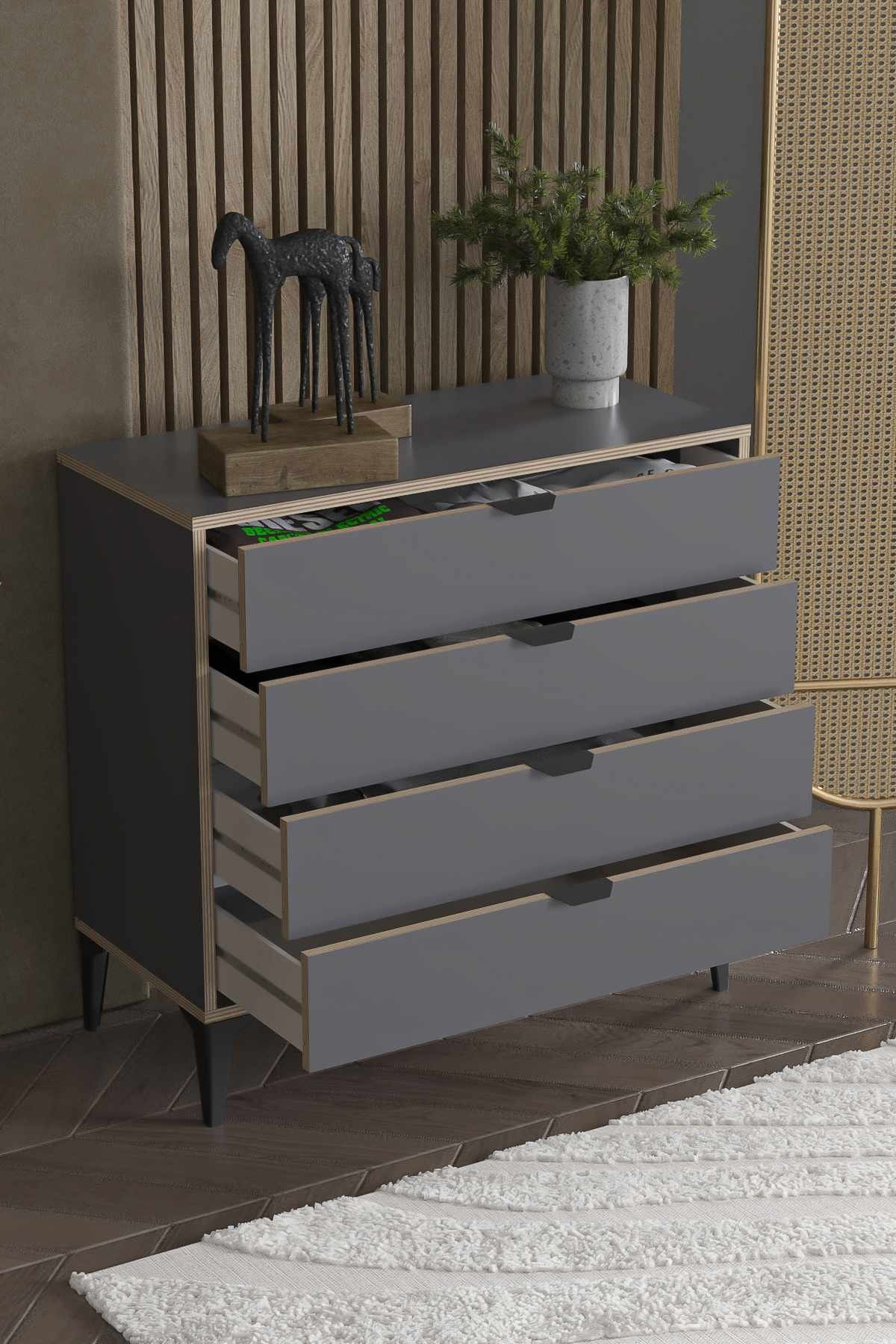 Comoda dormitor Arden 4, 90 x 88 x 40 cm, PAL melaminat — imaginea 5