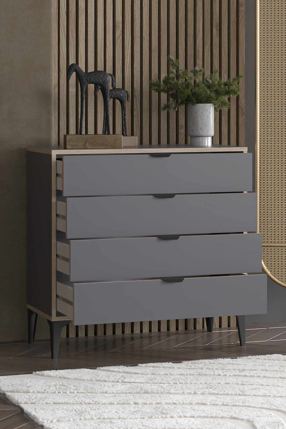 Comoda dormitor Arden 4, 90 x 88 x 40 cm, PAL melaminat — imaginea 8