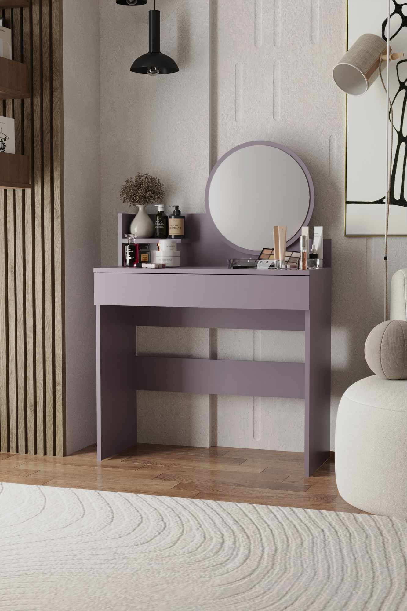 Masă de machiaj Harmony Mini rotundă, 90 x 133 x 40 cm, PAL melaminat — imaginea 2