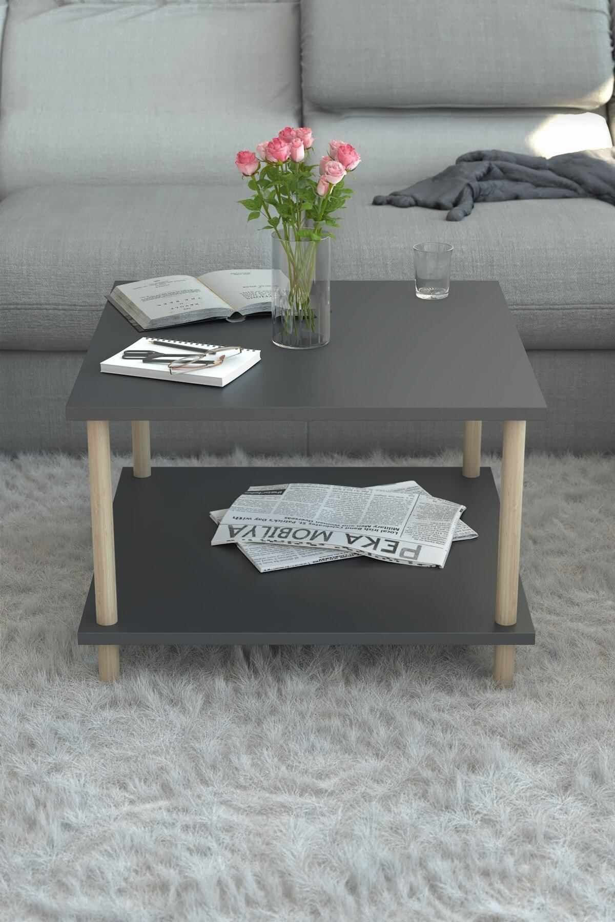 Masă de cafea Peka-0049, 60 x 42, 5 x 60 cm, PAL melaminat, design compact — imaginea 4