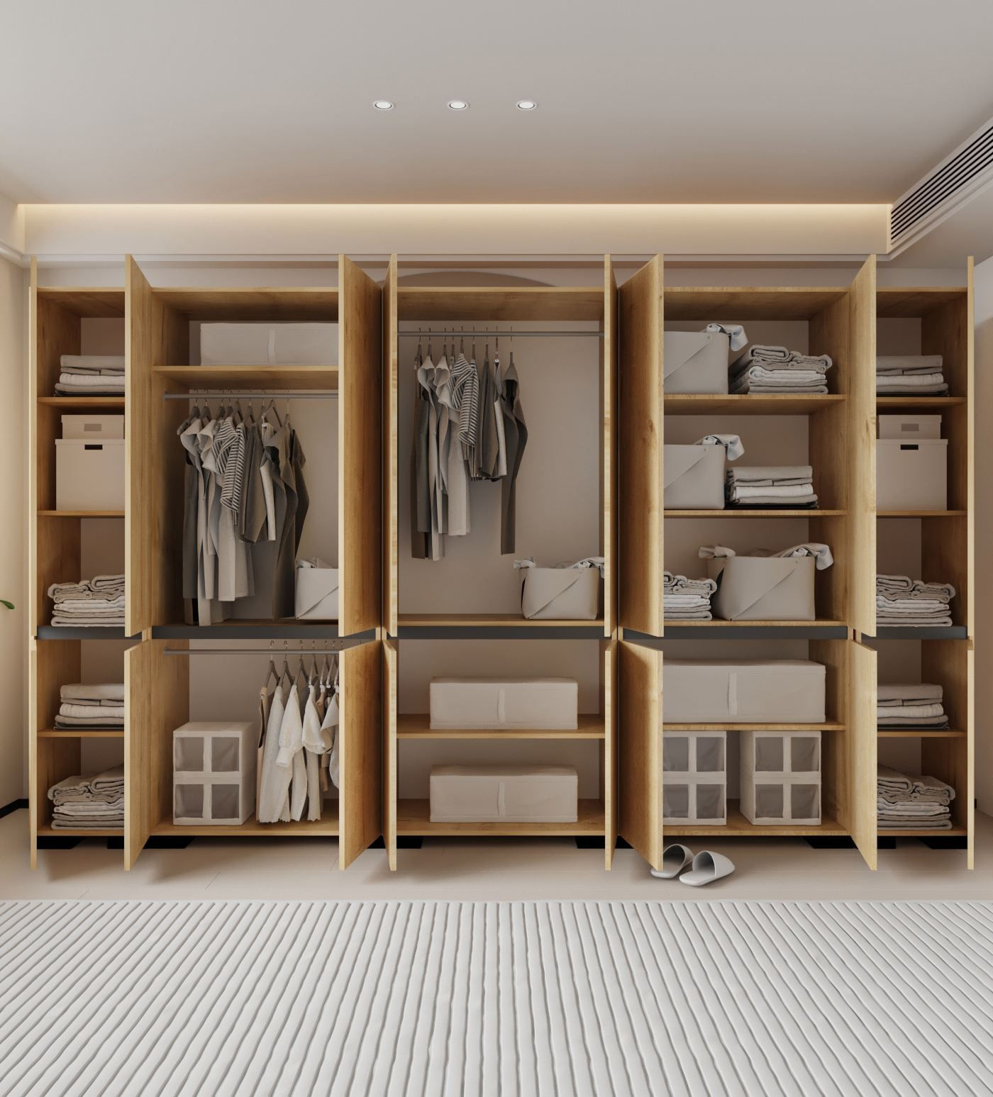 Dulap haine Floransa 360, 360 x 210 x 52 cm, PAL melaminat, spațiu de depozitare, fixare pe perete, capacitate 30 kg — imaginea 3