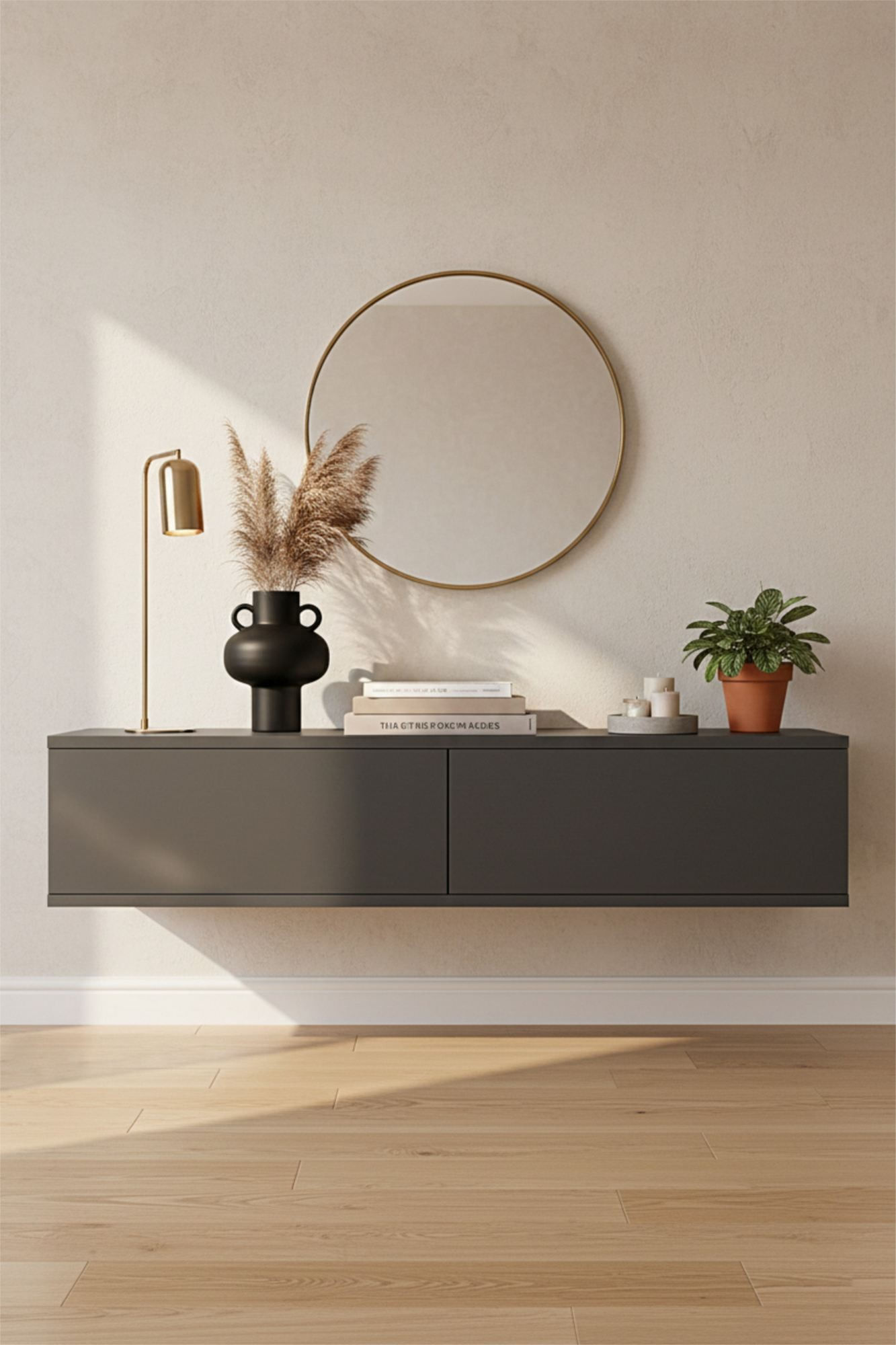 Comodă dormitor Aplos 120, 120 x 25, 5 x 29, 6 cm, PAL melaminat, fixare pe perete — imaginea 4