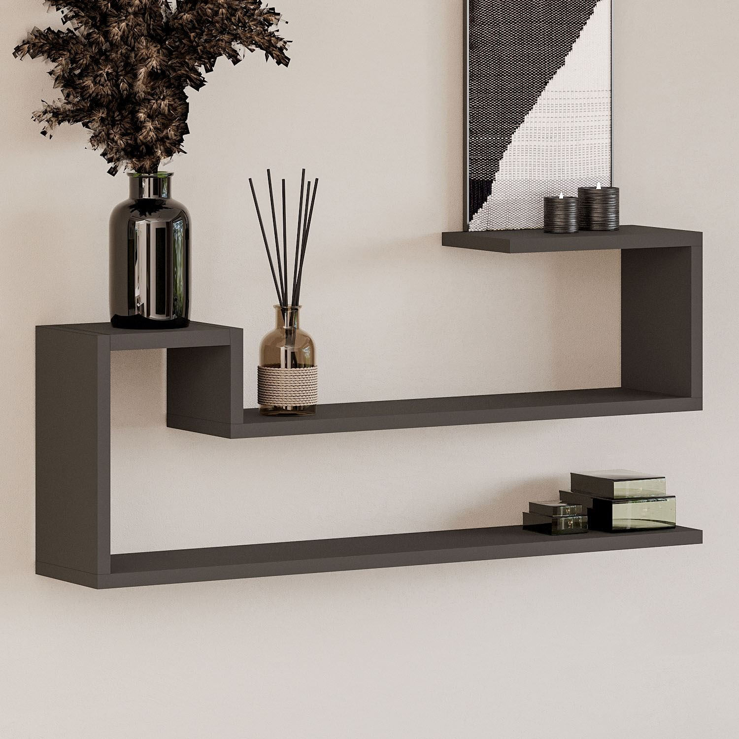 Raft de perete Ravi, PAL melaminat, design modern — imaginea 2