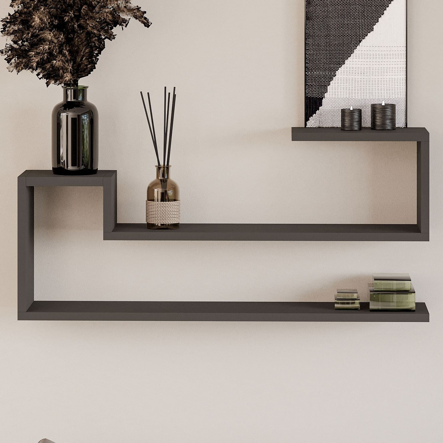 Raft de perete Ravi, PAL melaminat, design modern — imaginea 3