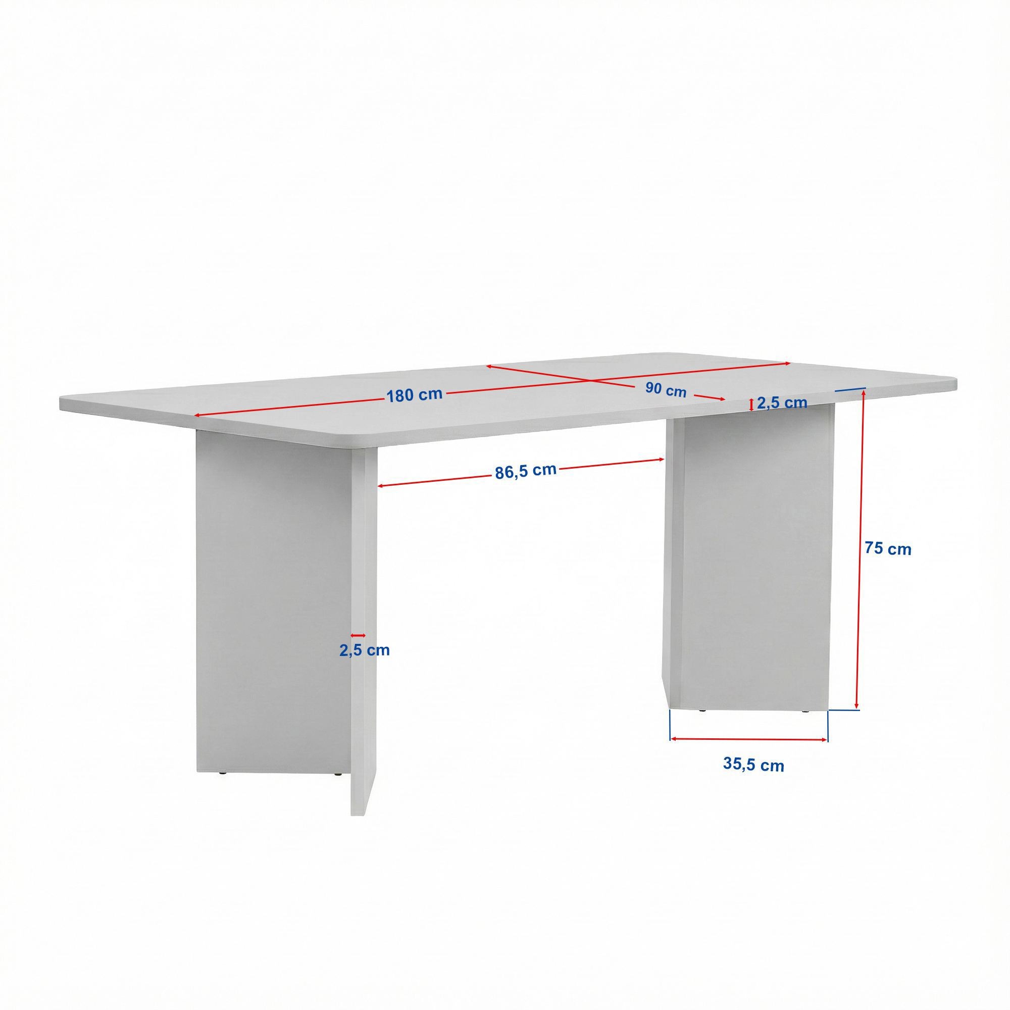 Masă dining Linza, 180 x 75 x 90 cm, PAL melaminat, capacitate 70 kg — imaginea 4