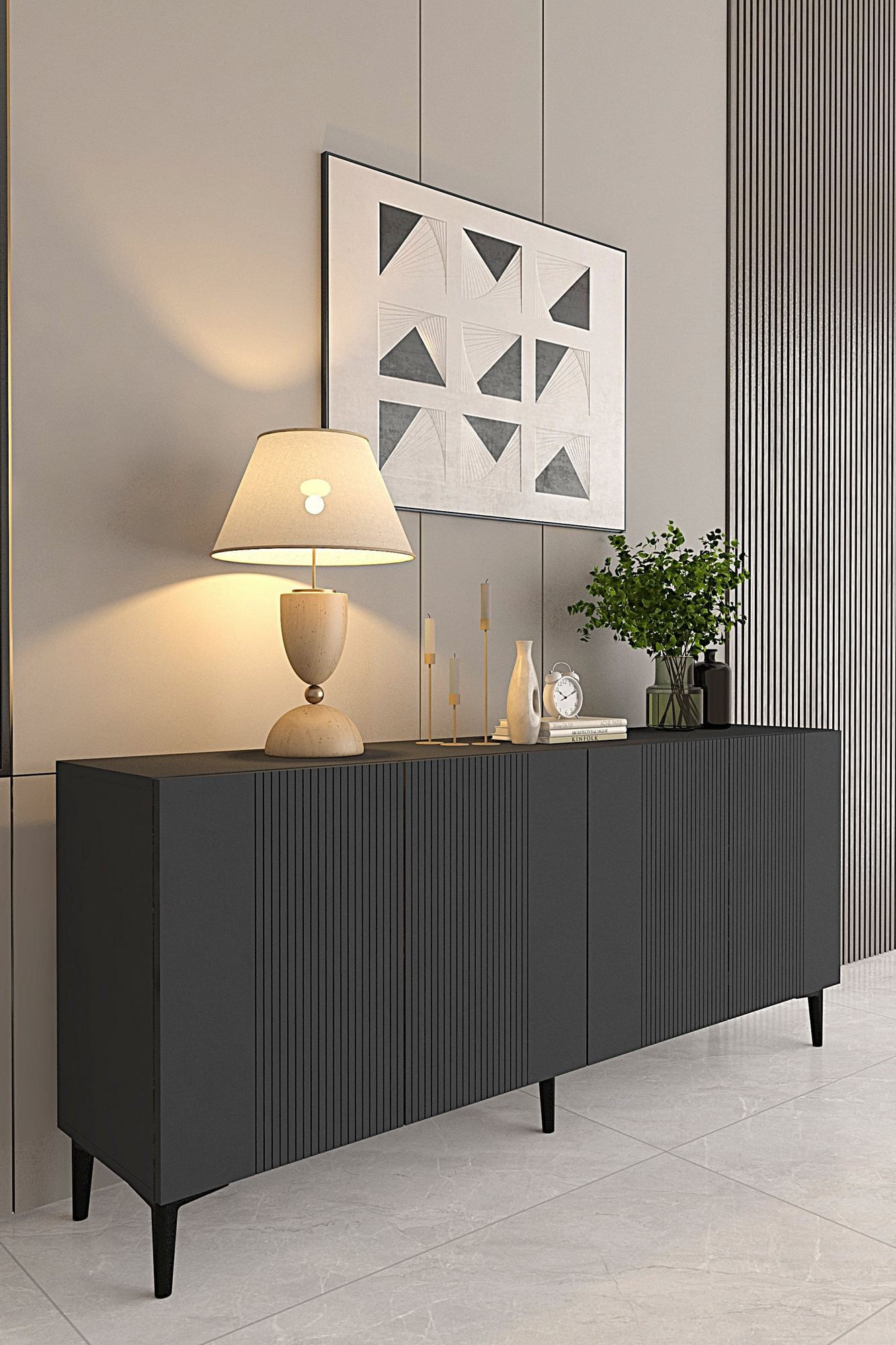 Consola Corsa 150, 150 x 75 x 32 cm, PAL melaminat, spatiu de depozitare, fixare pe perete — imaginea 4