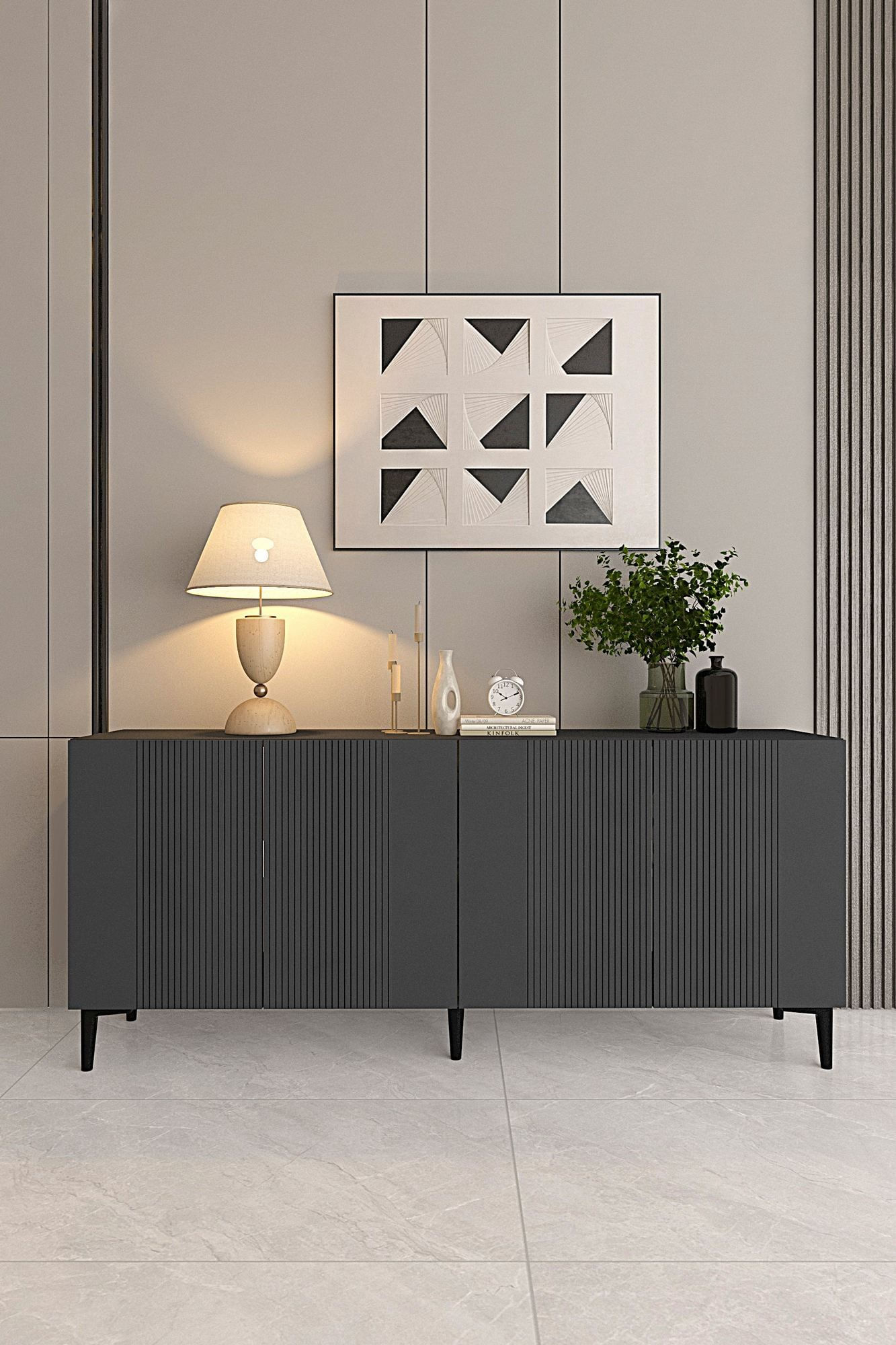 Consola Corsa 150, 150 x 75 x 32 cm, PAL melaminat, spatiu de depozitare, fixare pe perete — imaginea 5