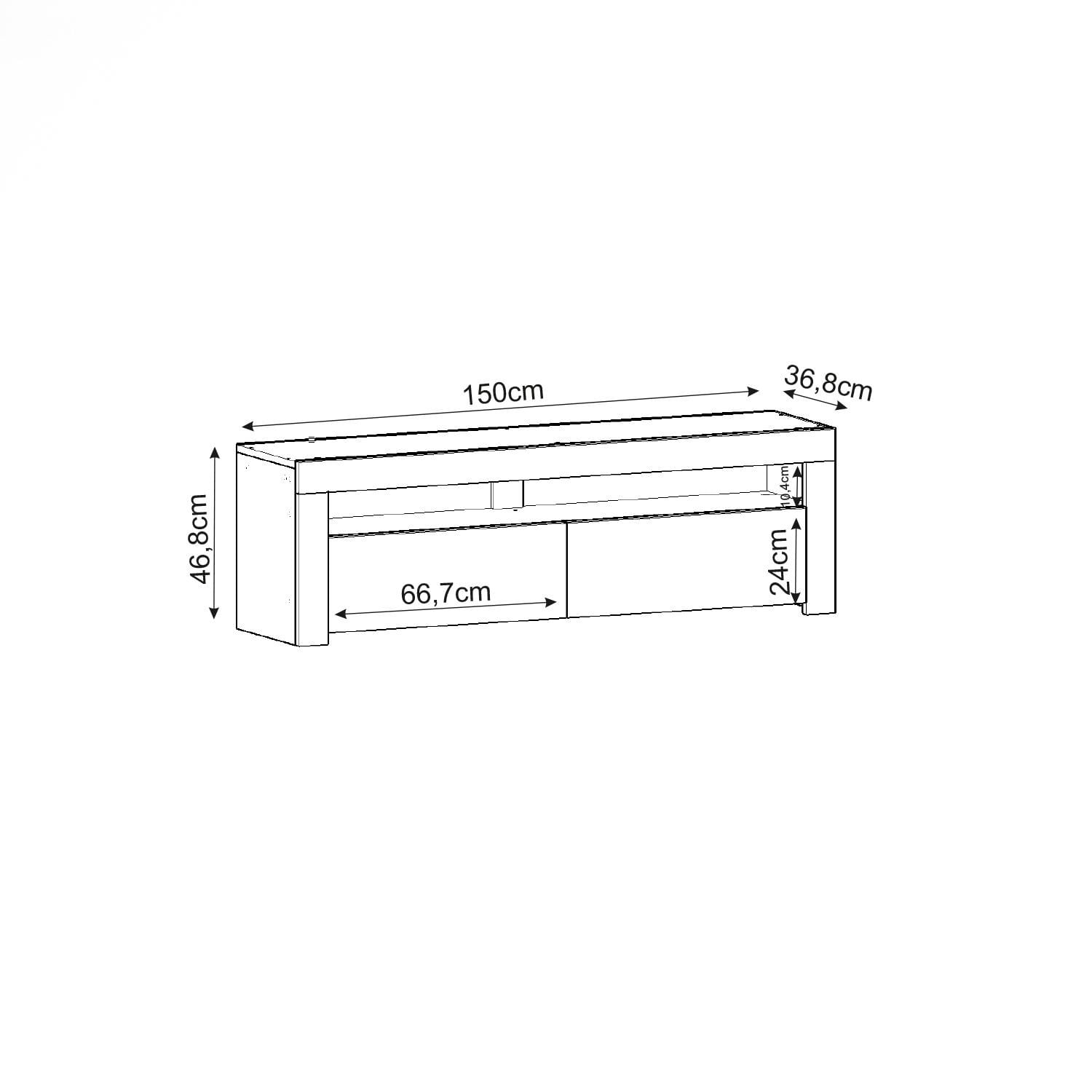 Comodă TV Batı, 150 x 46, 8 x 36, 8 cm, PAL melaminat, fixare pe perete — imaginea 3