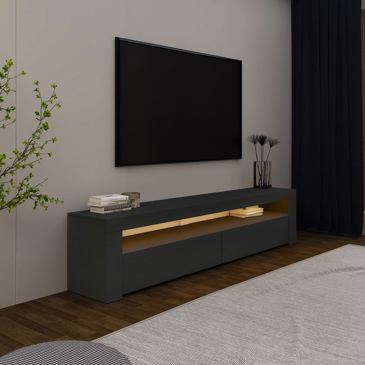 Comodă TV Batı, 150 x 46, 8 x 36, 8 cm, PAL melaminat, fixare pe perete — imaginea 5