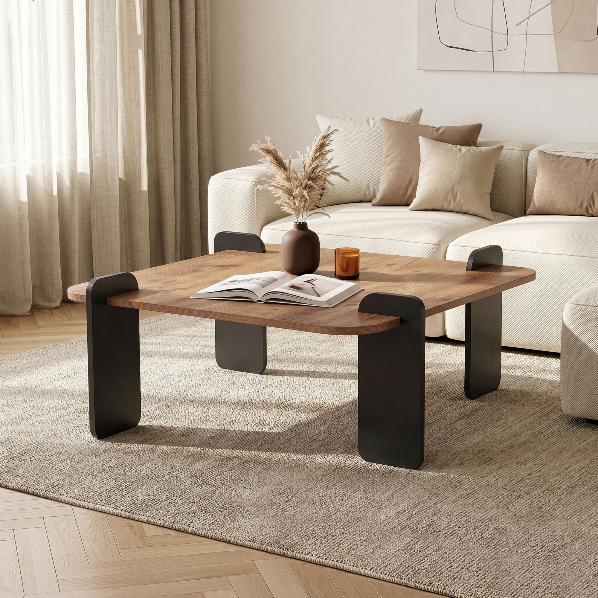 Masă de cafea Marais, 117 x 35 x 117 cm, PAL melaminat, design compact — imaginea 8