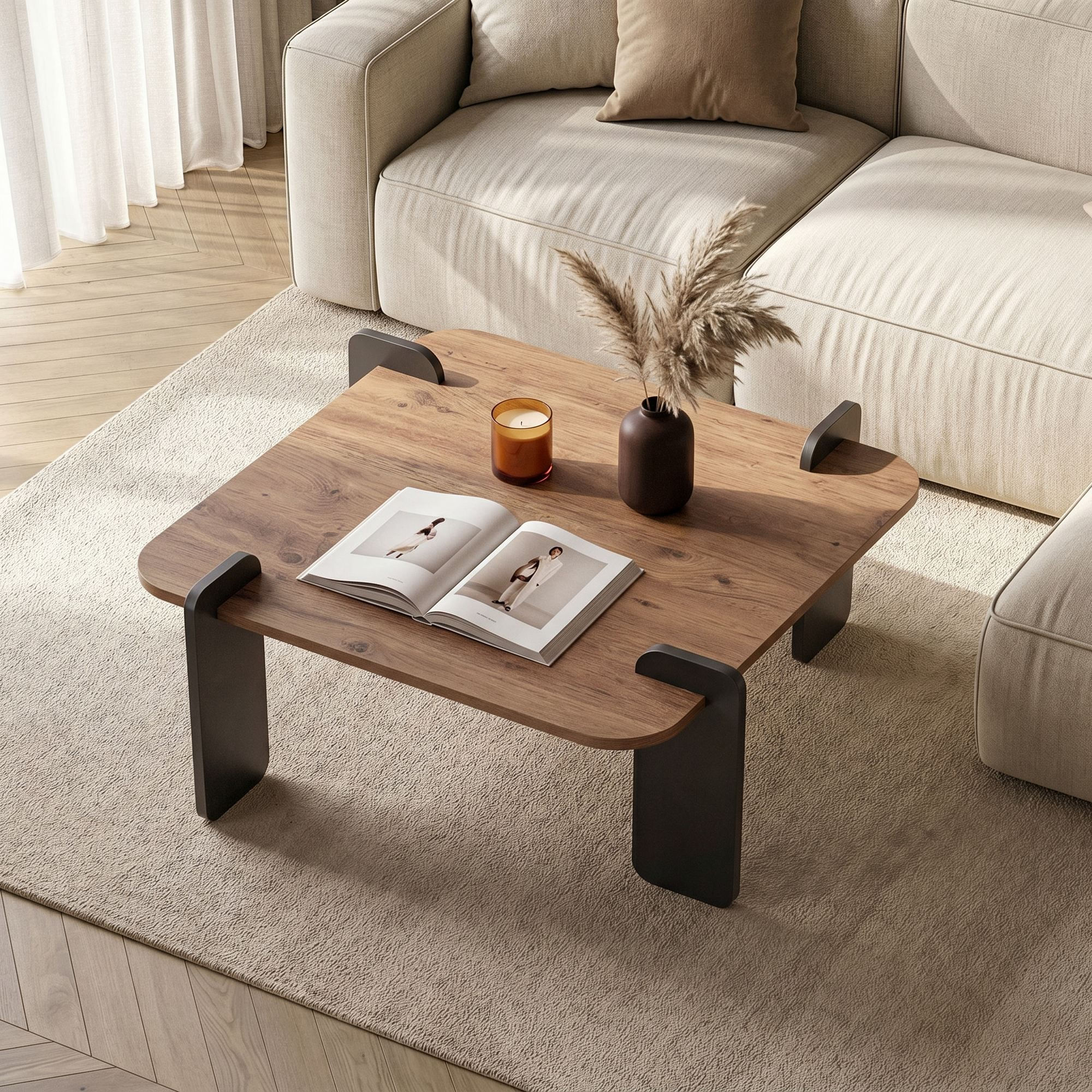 Masă de cafea Marais, 117 x 35 x 117 cm, PAL melaminat, design compact — imaginea 9