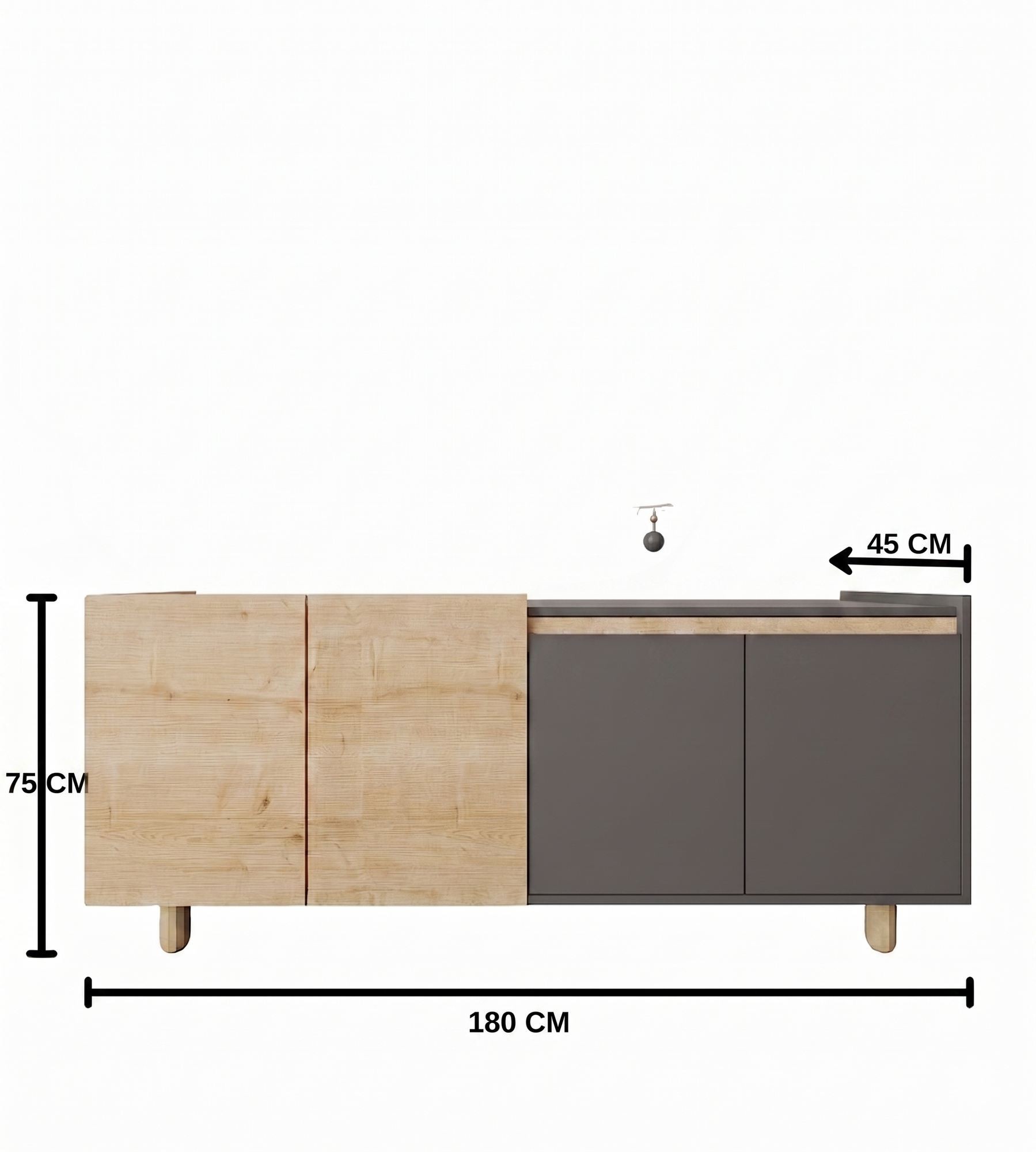 Consola Ravenna Modern 180, 180 x 75 x 45 cm, PAL melaminat, spatiu de depozitare, fixare pe perete, capacitate 30 kg — imaginea 2